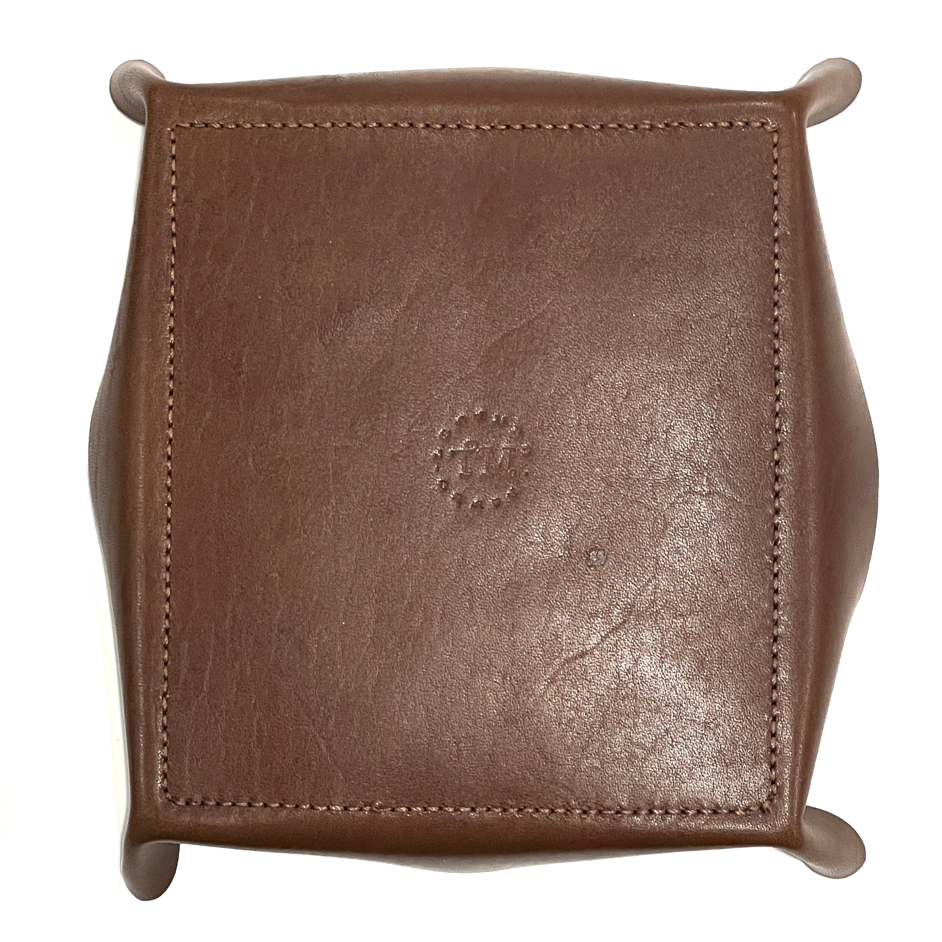 Carved Genuine Leather Tray (Brown)