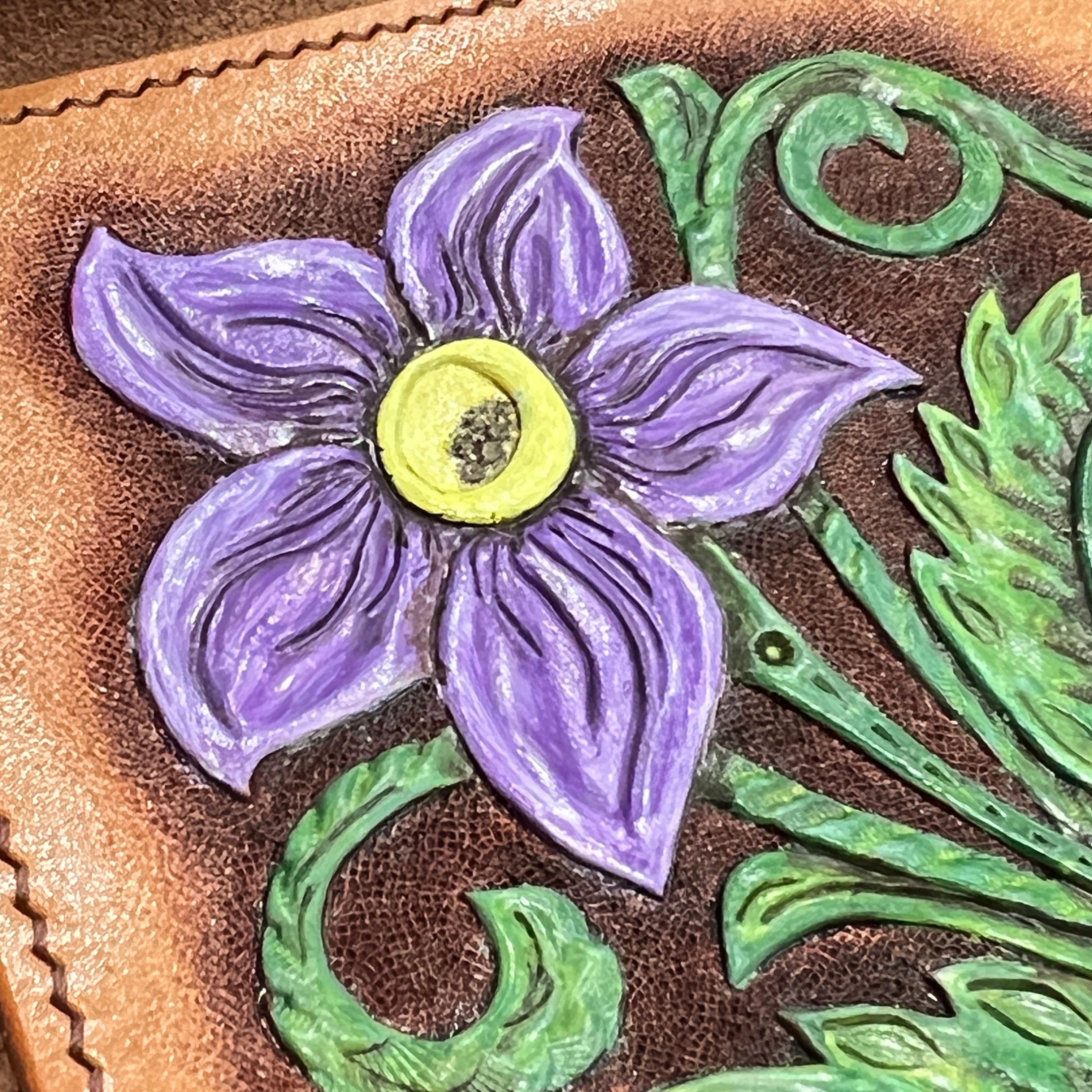 Carved Genuine Leather Tray (Brown)