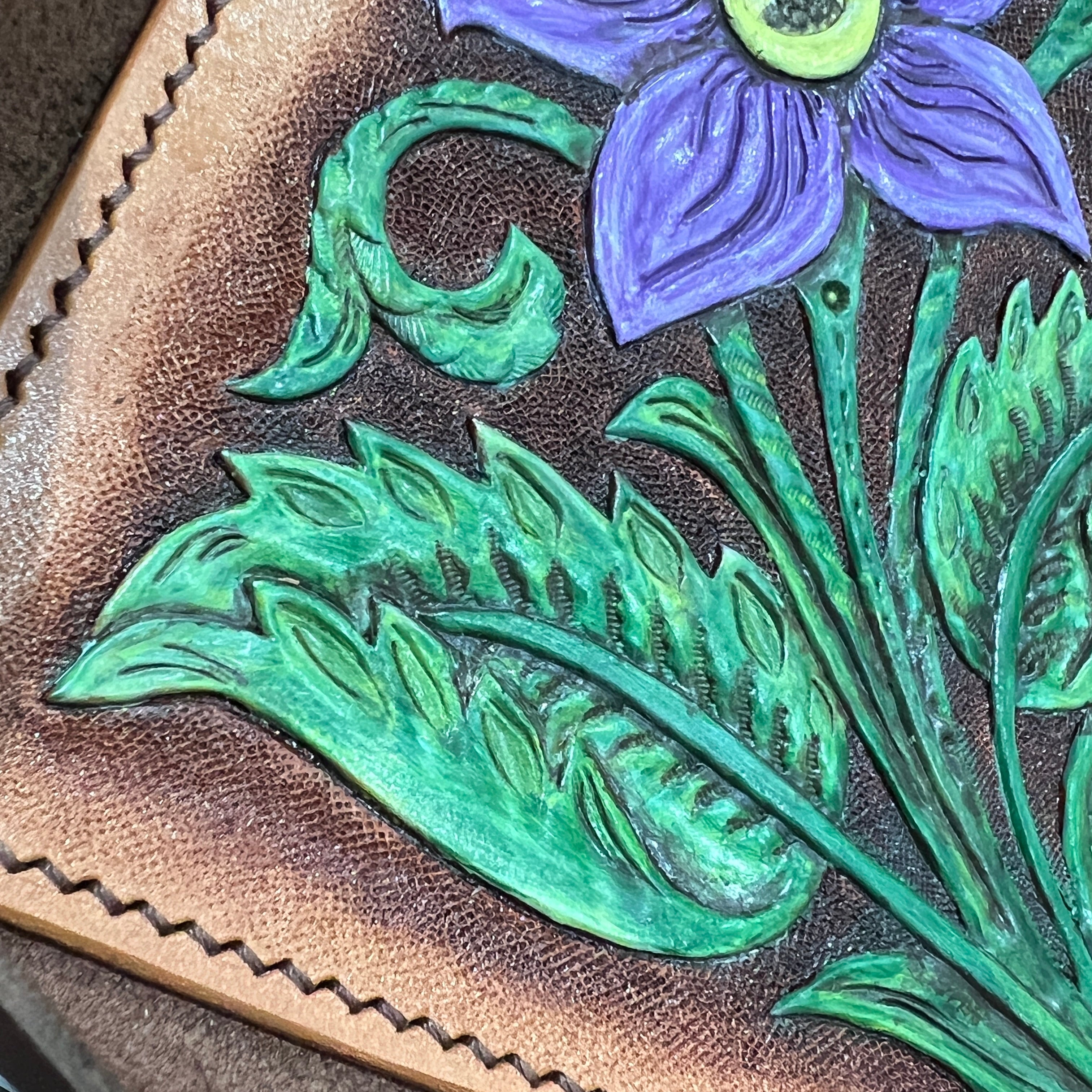 Carved Genuine Leather Tray (Brown)
