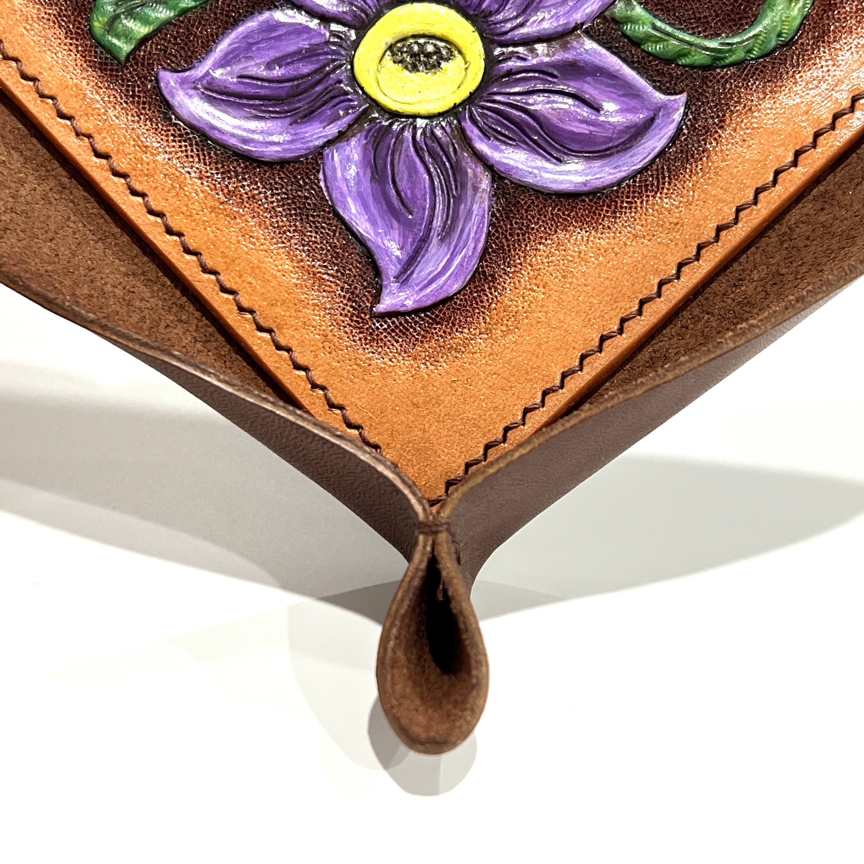 Carved Genuine Leather Tray (Brown)