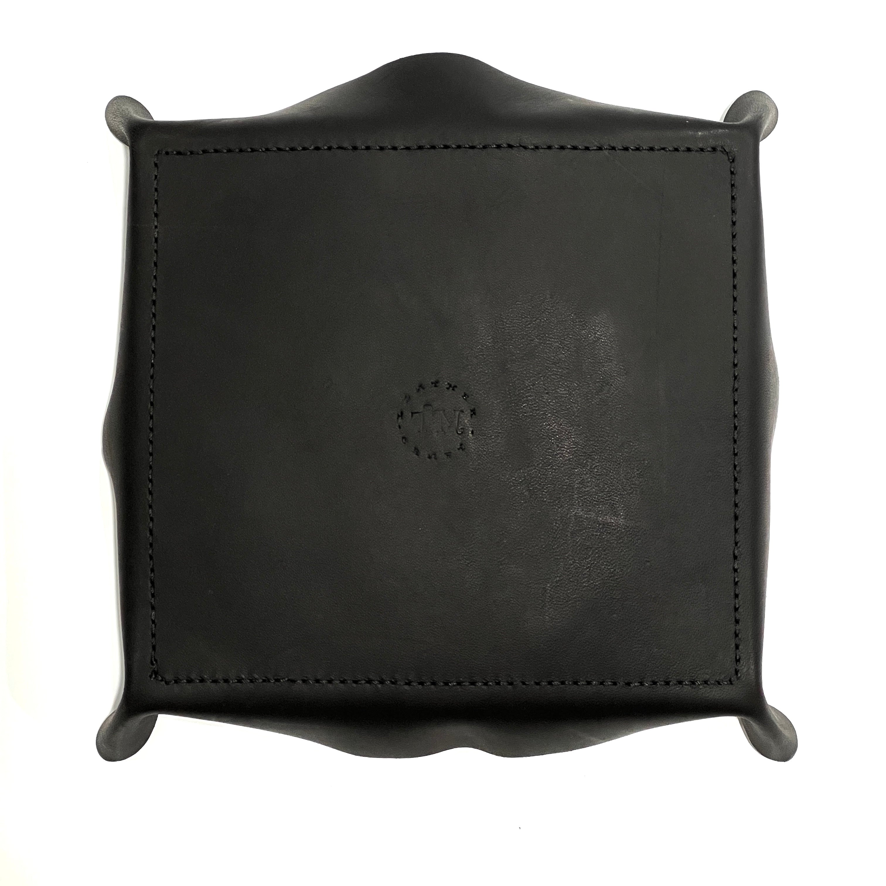 Carved Genuine Leather Tray (Black)