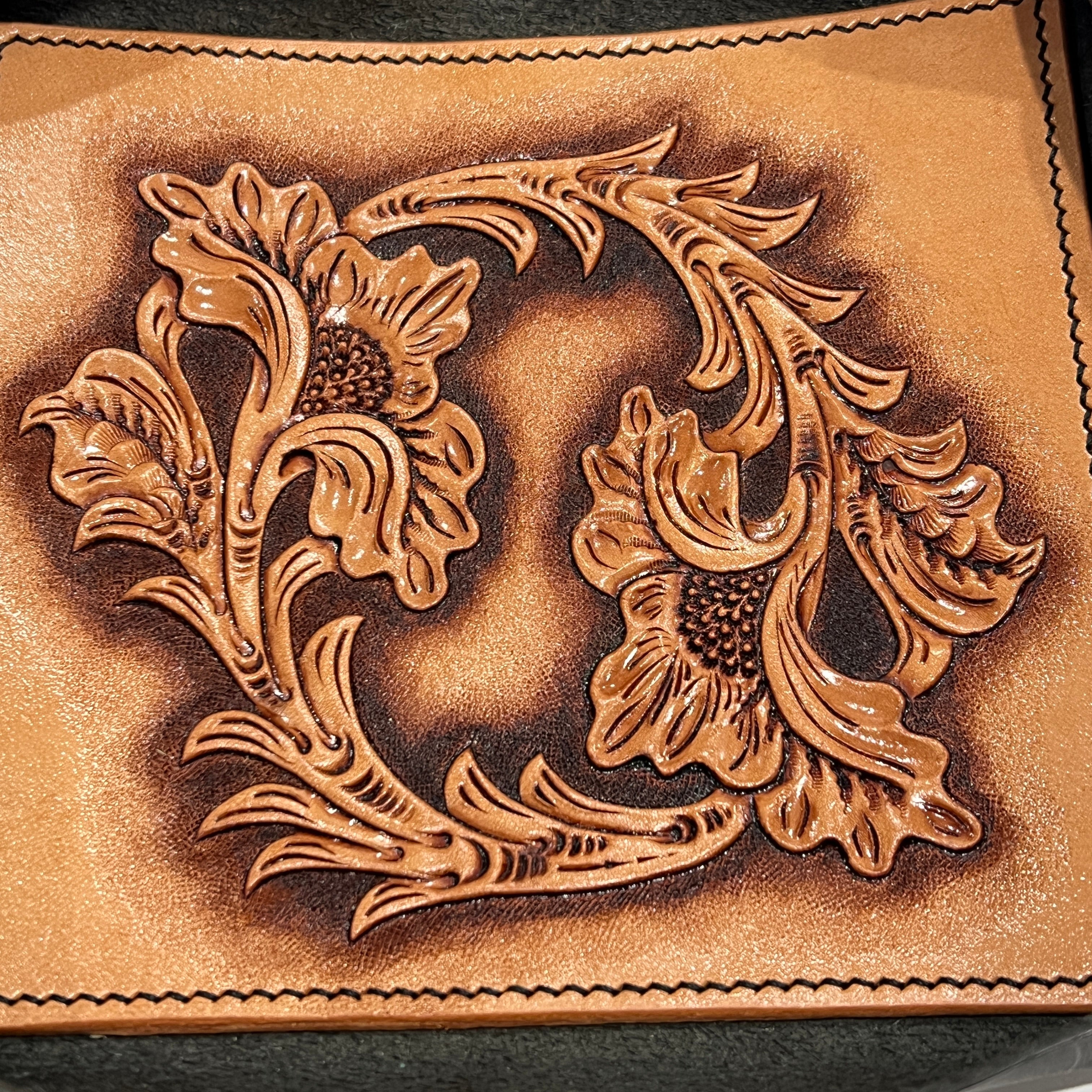 Carved Genuine Leather Tray (Black)