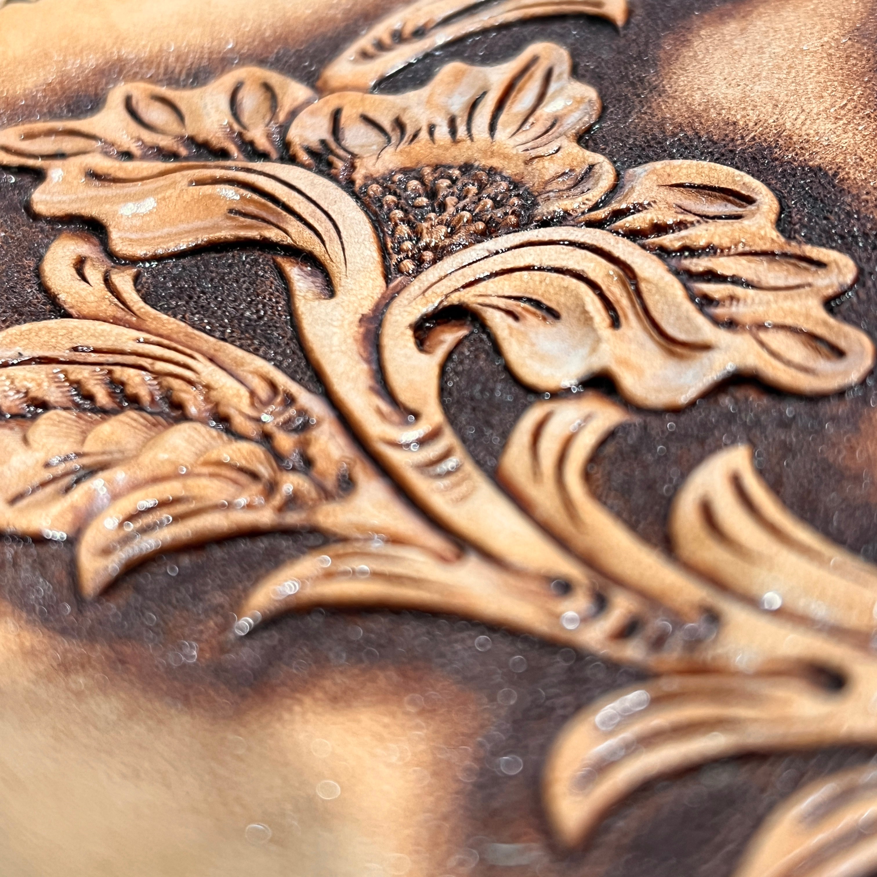 Carved Genuine Leather Tray (Black)