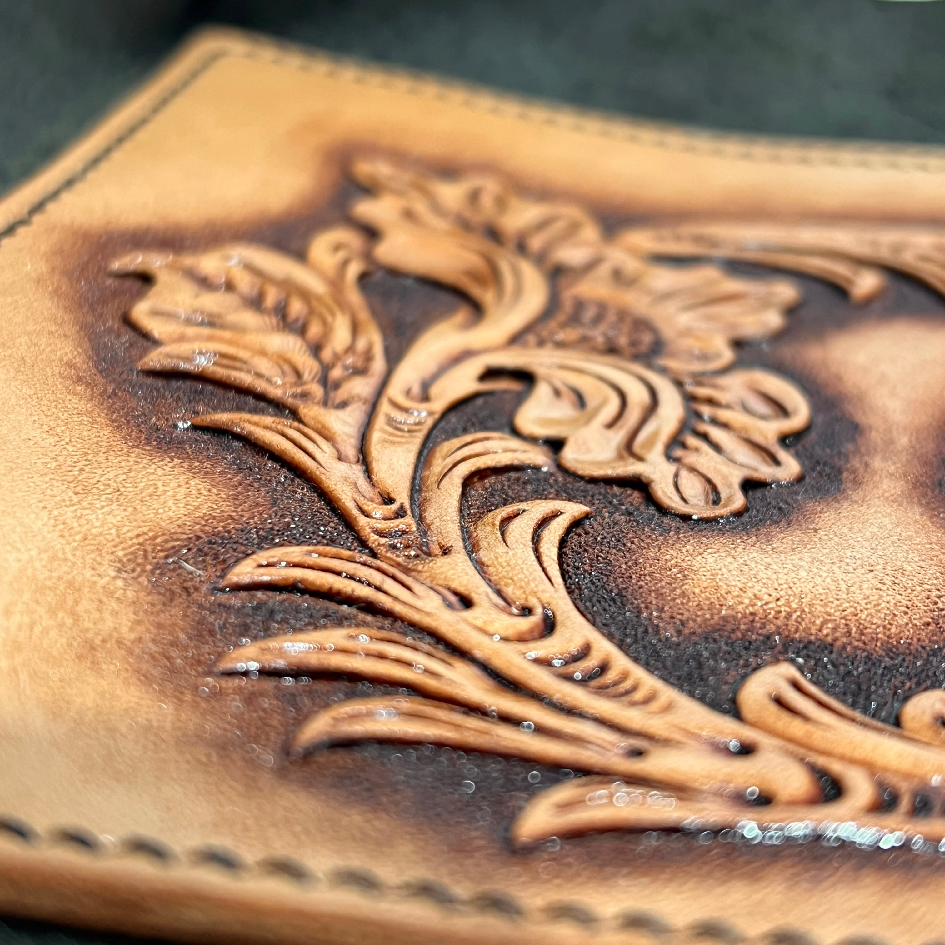 Carved Genuine Leather Tray (Black)