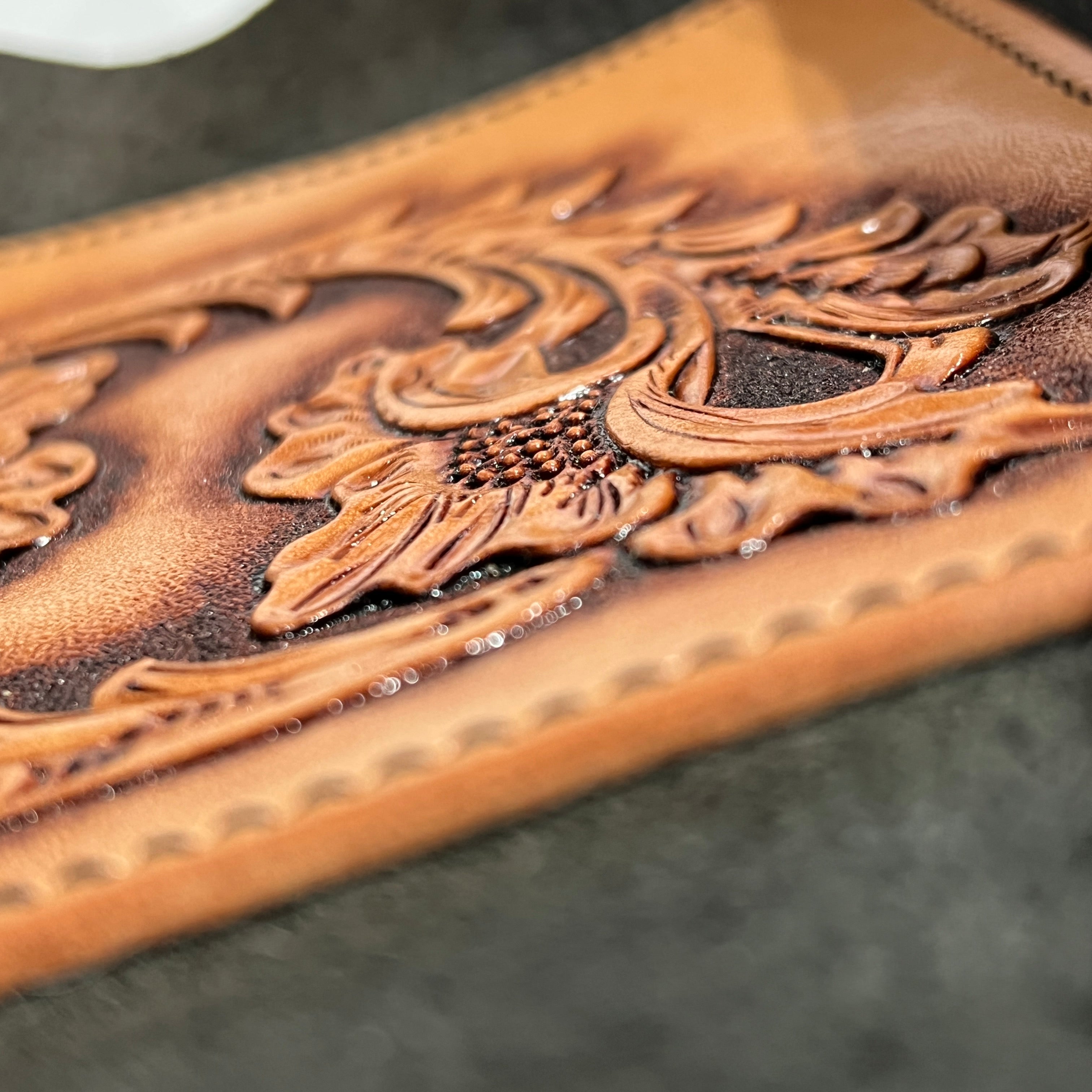 Carved Genuine Leather Tray (Black)