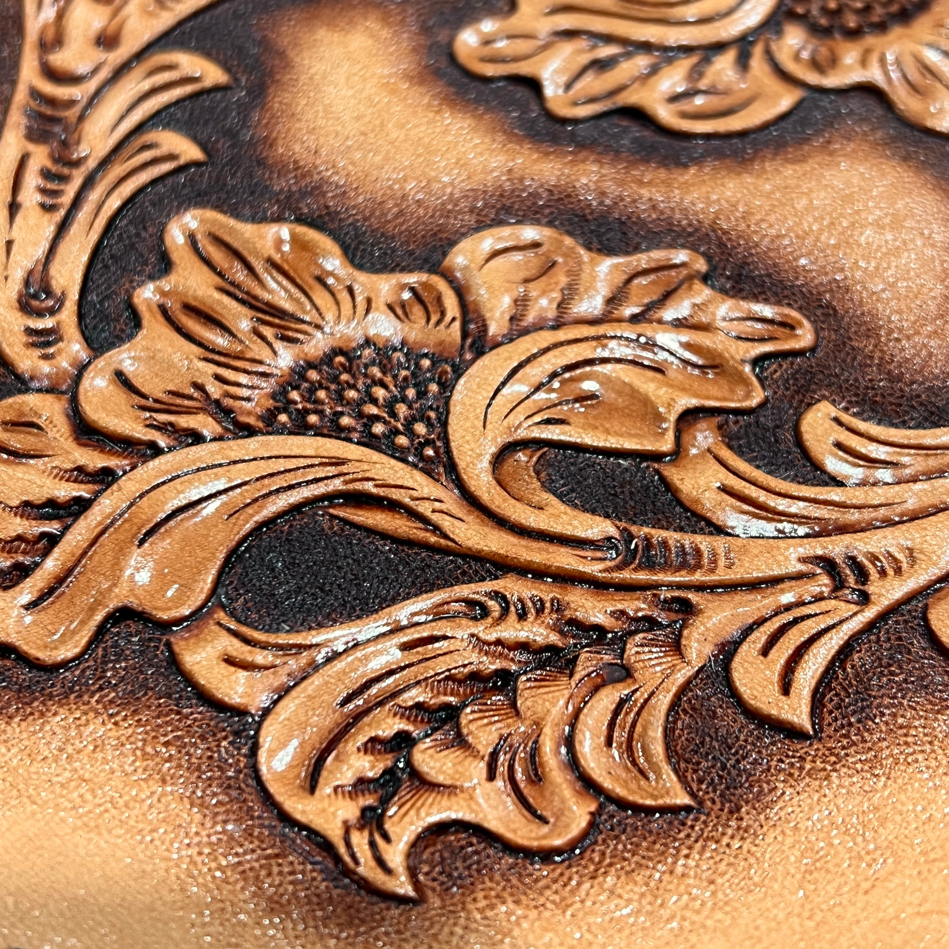 Carved Genuine Leather Tray (Black)