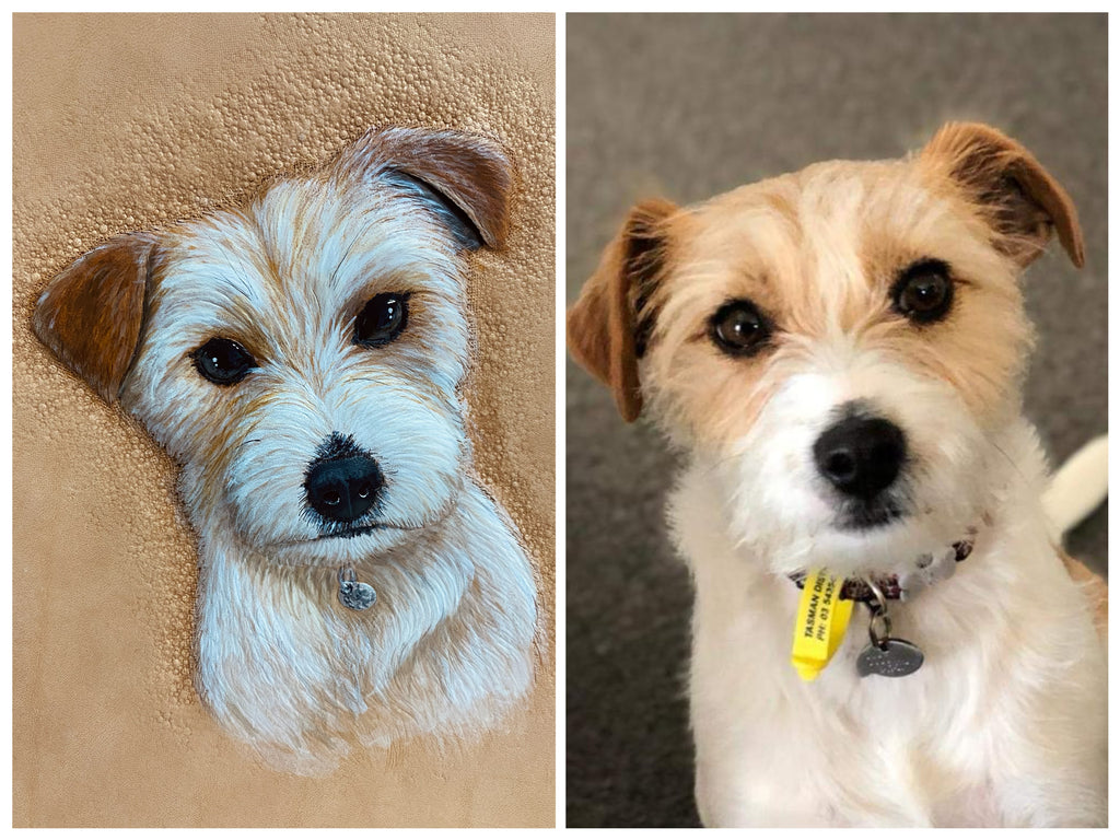 Carved Genuine Leather Pet Portraits