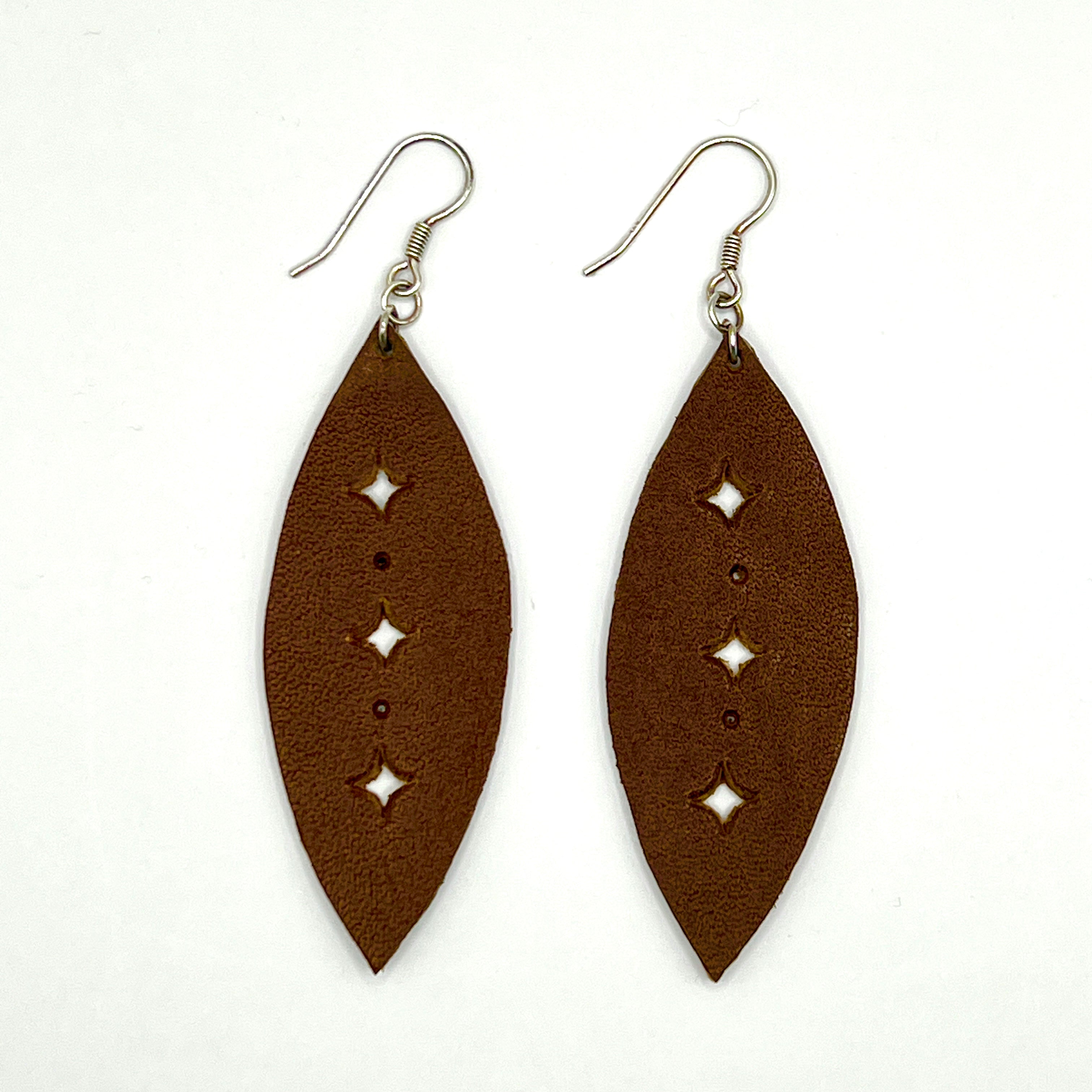 custom, personalised, handmade, handcrafted, leather, earrings, leather earrings, sterling silver, NZ, New Zealand