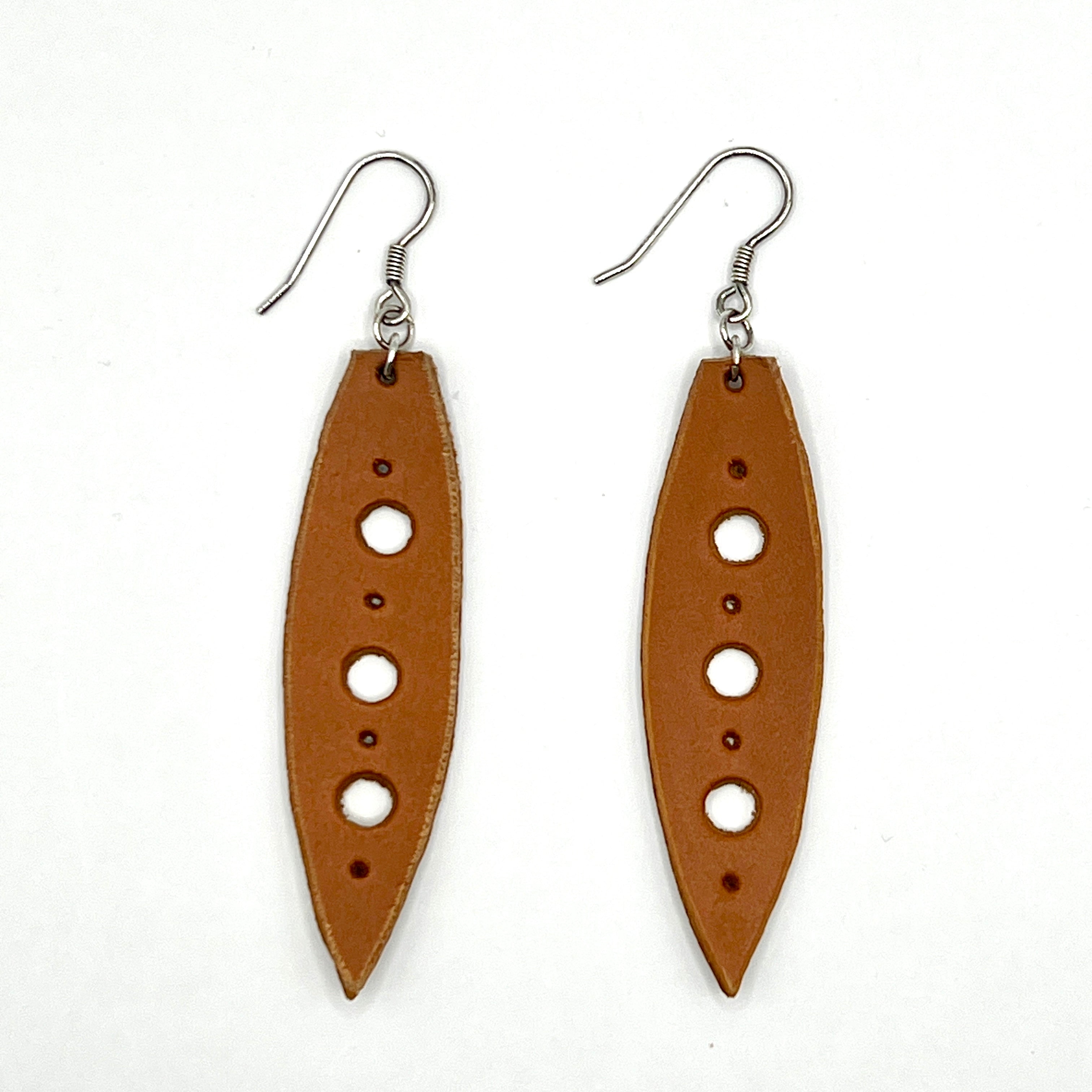 custom, personalised, handmade, handcrafted, leather, earrings, leather earrings, sterling silver, NZ, New Zealand