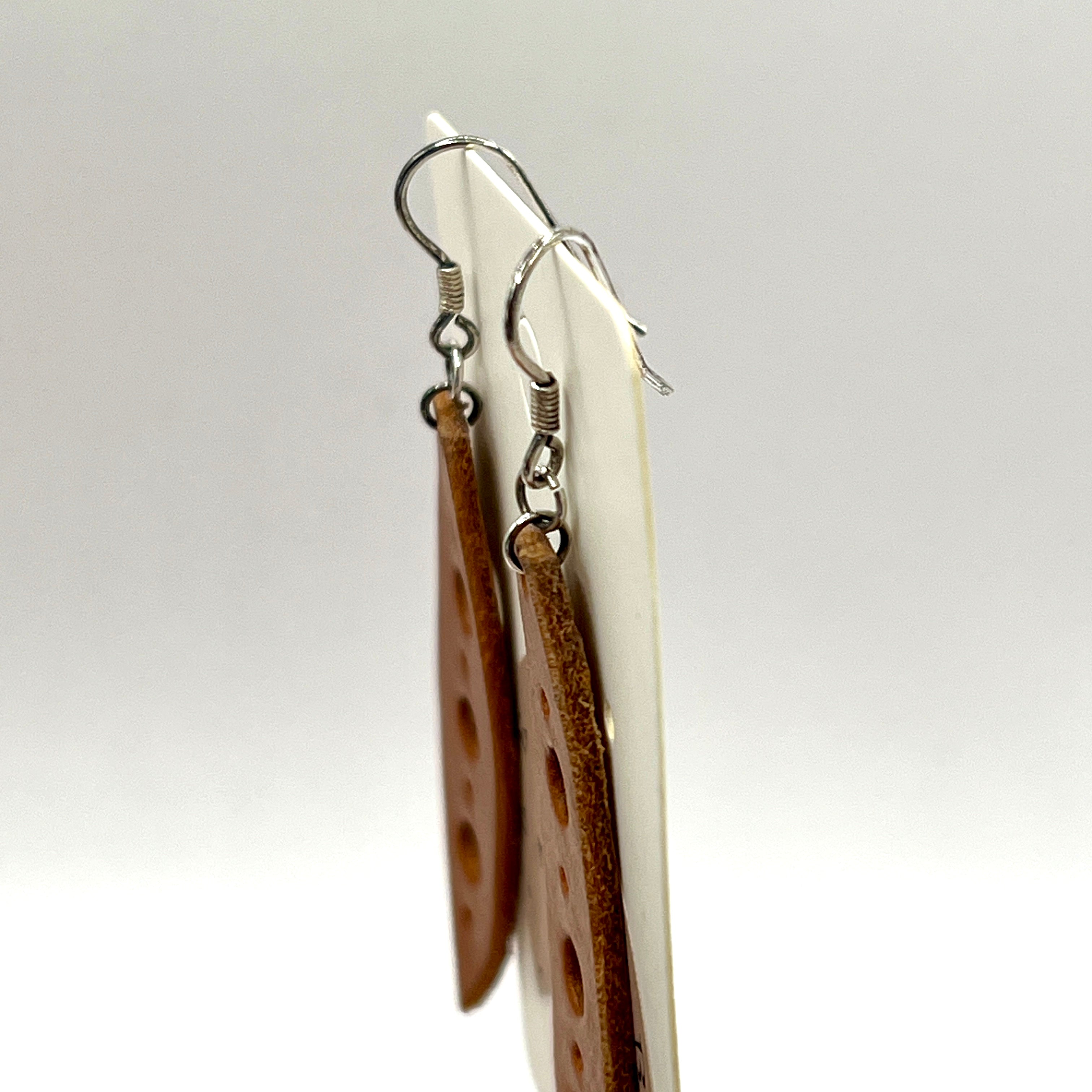 custom, personalised, handmade, handcrafted, leather, earrings, leather earrings, sterling silver, NZ, New Zealand