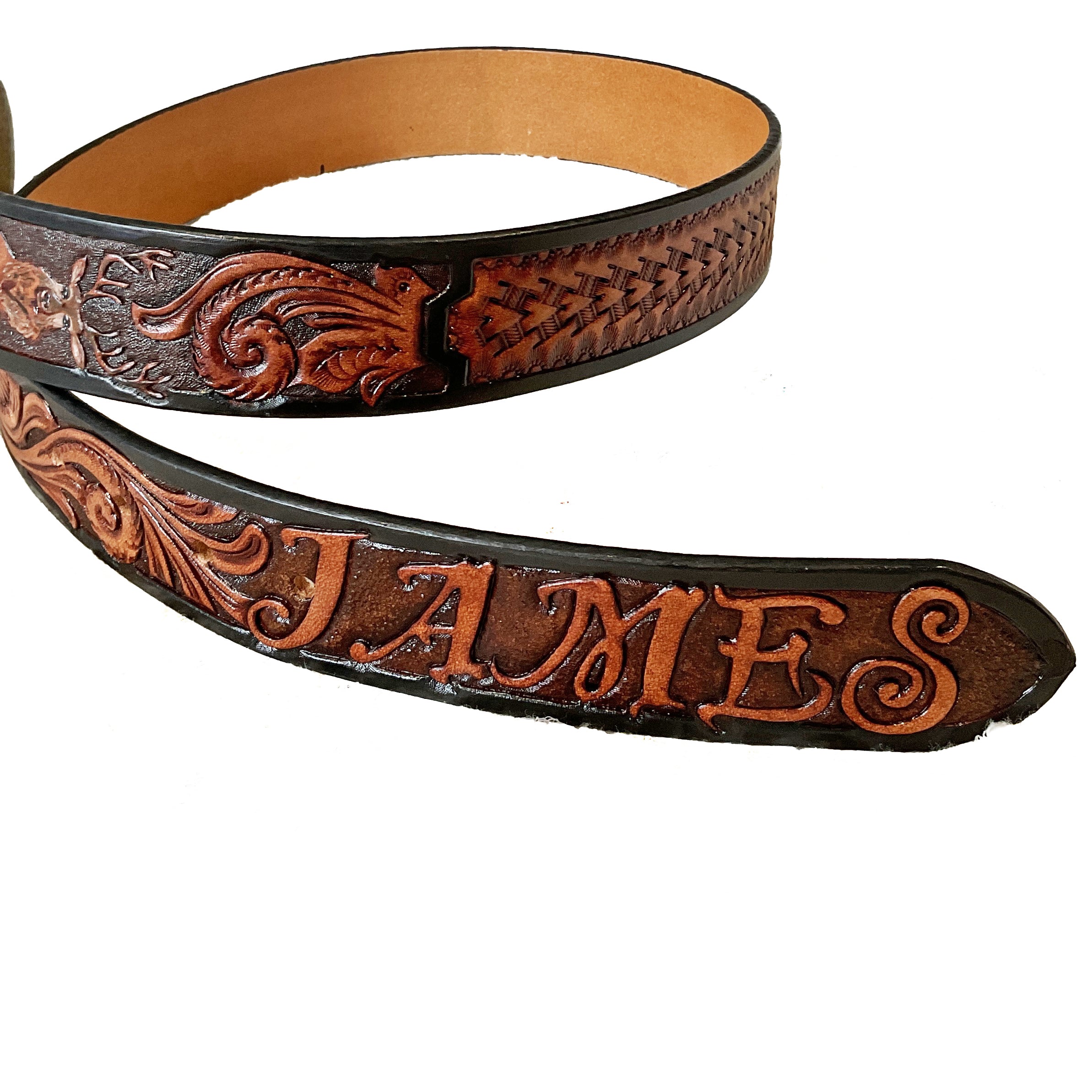 Carved Name Genuine Leather Belt 06