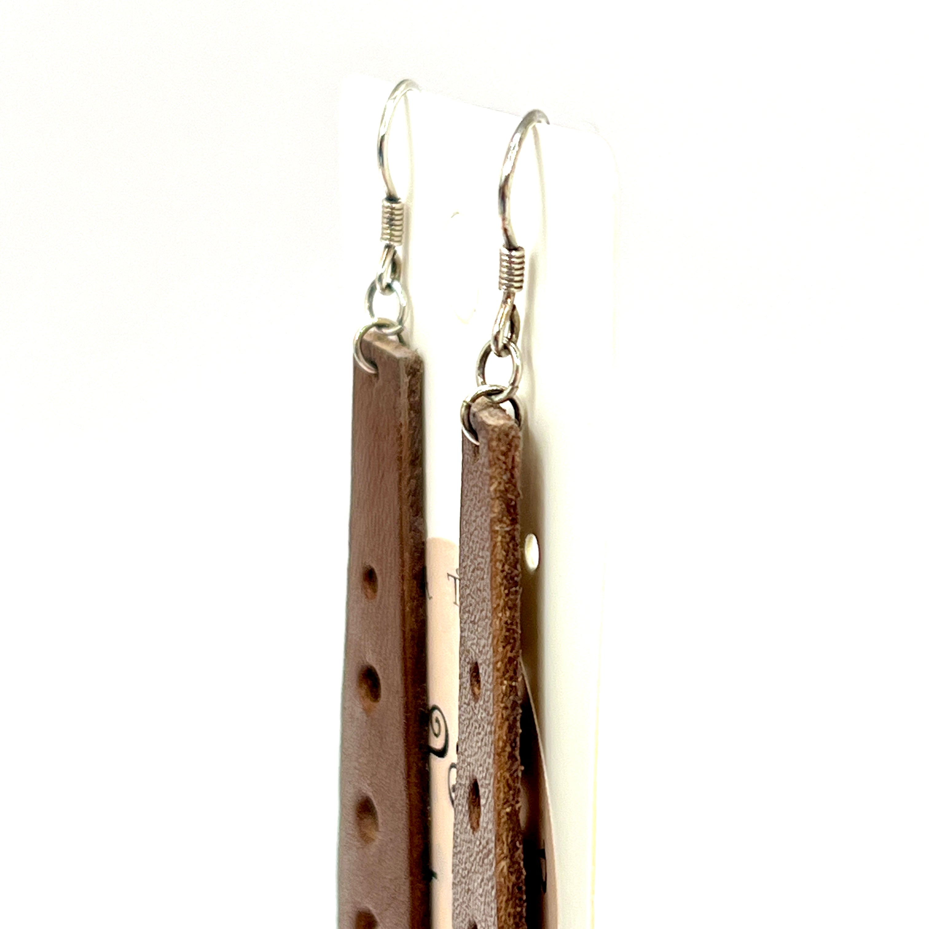 custom, personalised, handmade, handcrafted, leather, earrings, leather earrings, sterling silver, NZ, New Zealand