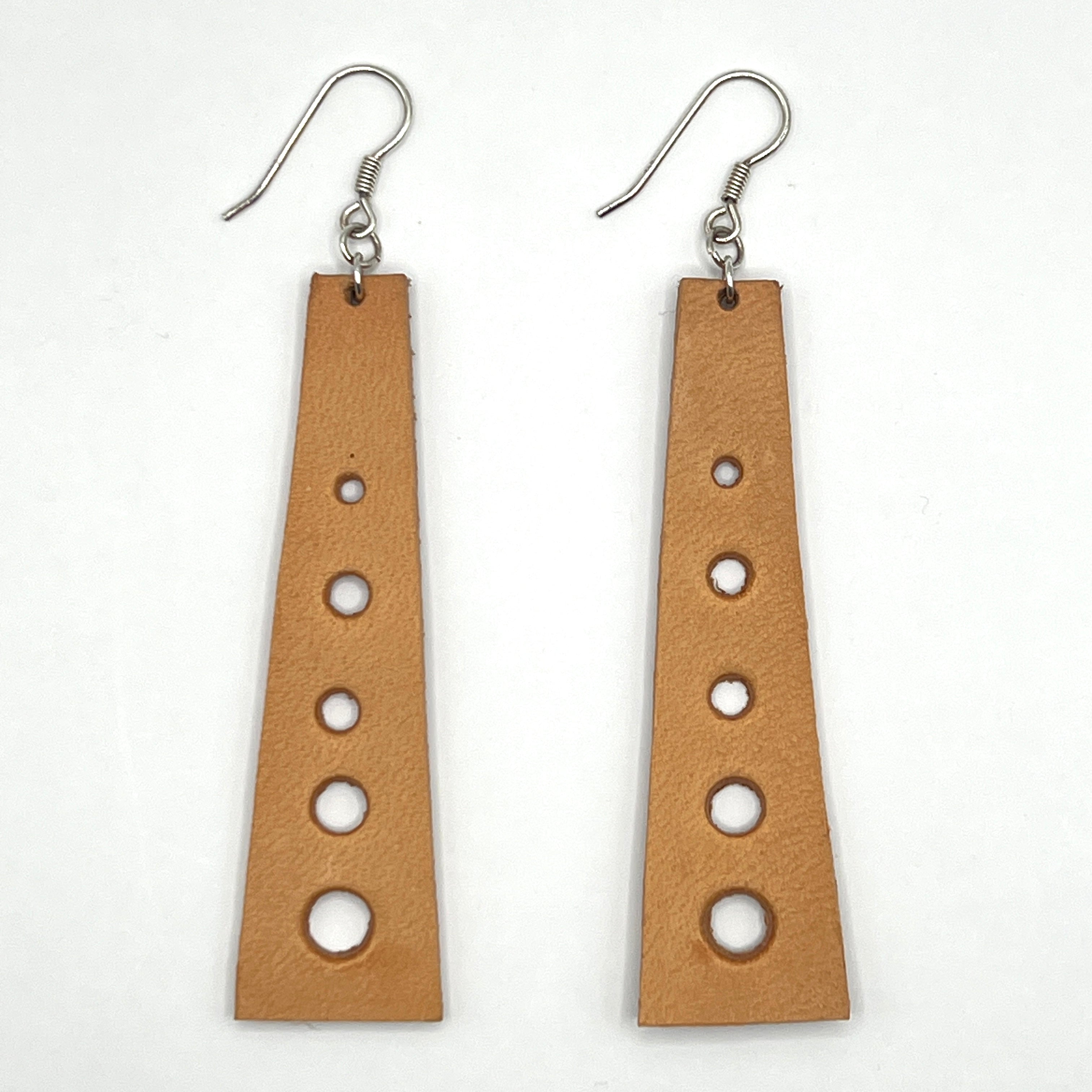 custom, personalised, handmade, handcrafted, leather, earrings, leather earrings, sterling silver, NZ, New Zealand