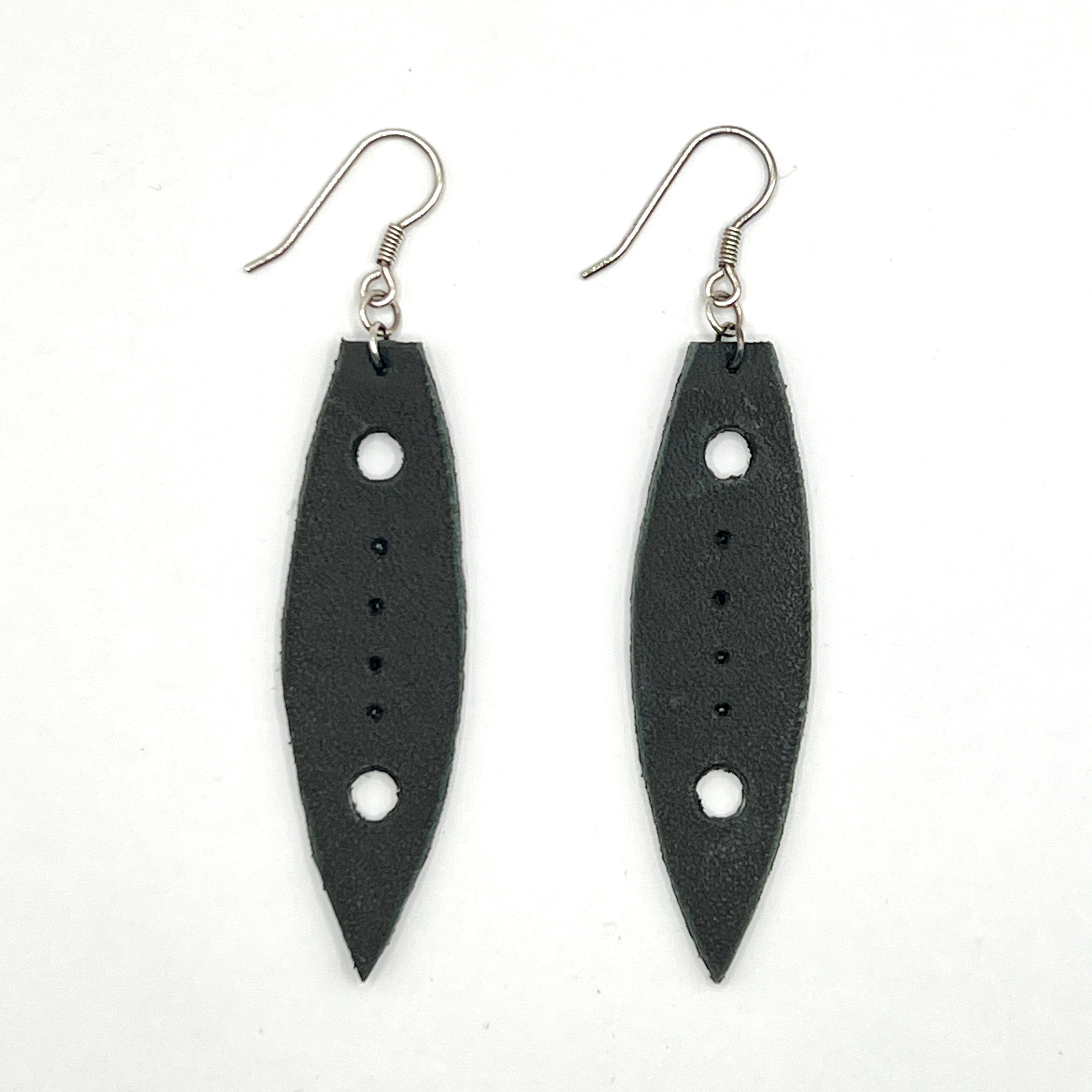 custom, personalised, handmade, handcrafted, leather, earrings, leather earrings, sterling silver, NZ, New Zealand