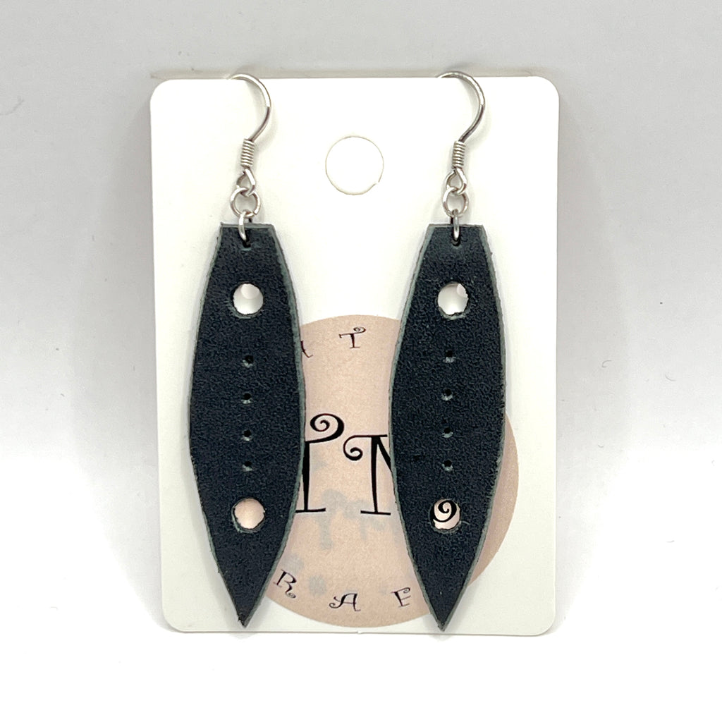 custom, personalised, handmade, handcrafted, leather, earrings, leather earrings, sterling silver, NZ, New Zealand