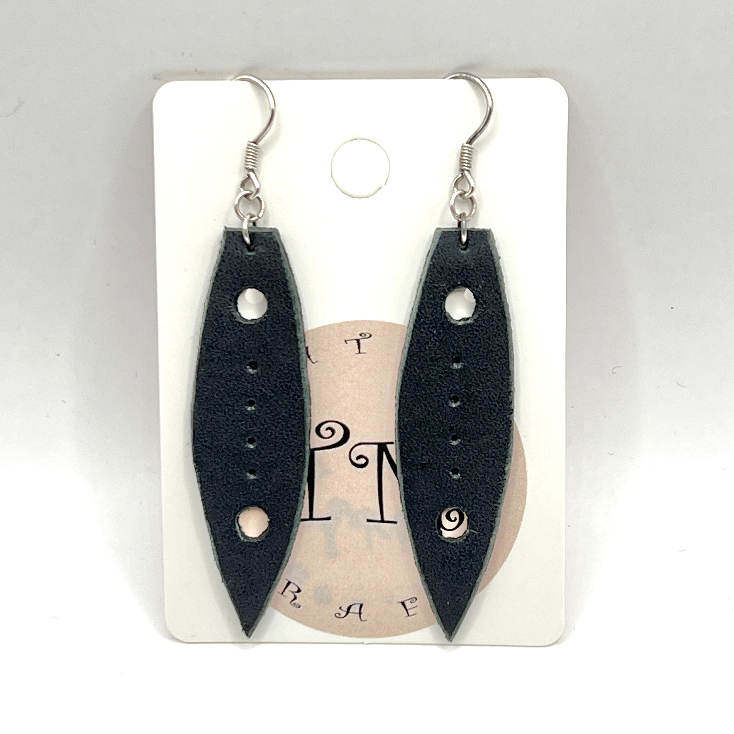 custom, personalised, handmade, handcrafted, leather, earrings, leather earrings, sterling silver, NZ, New Zealand