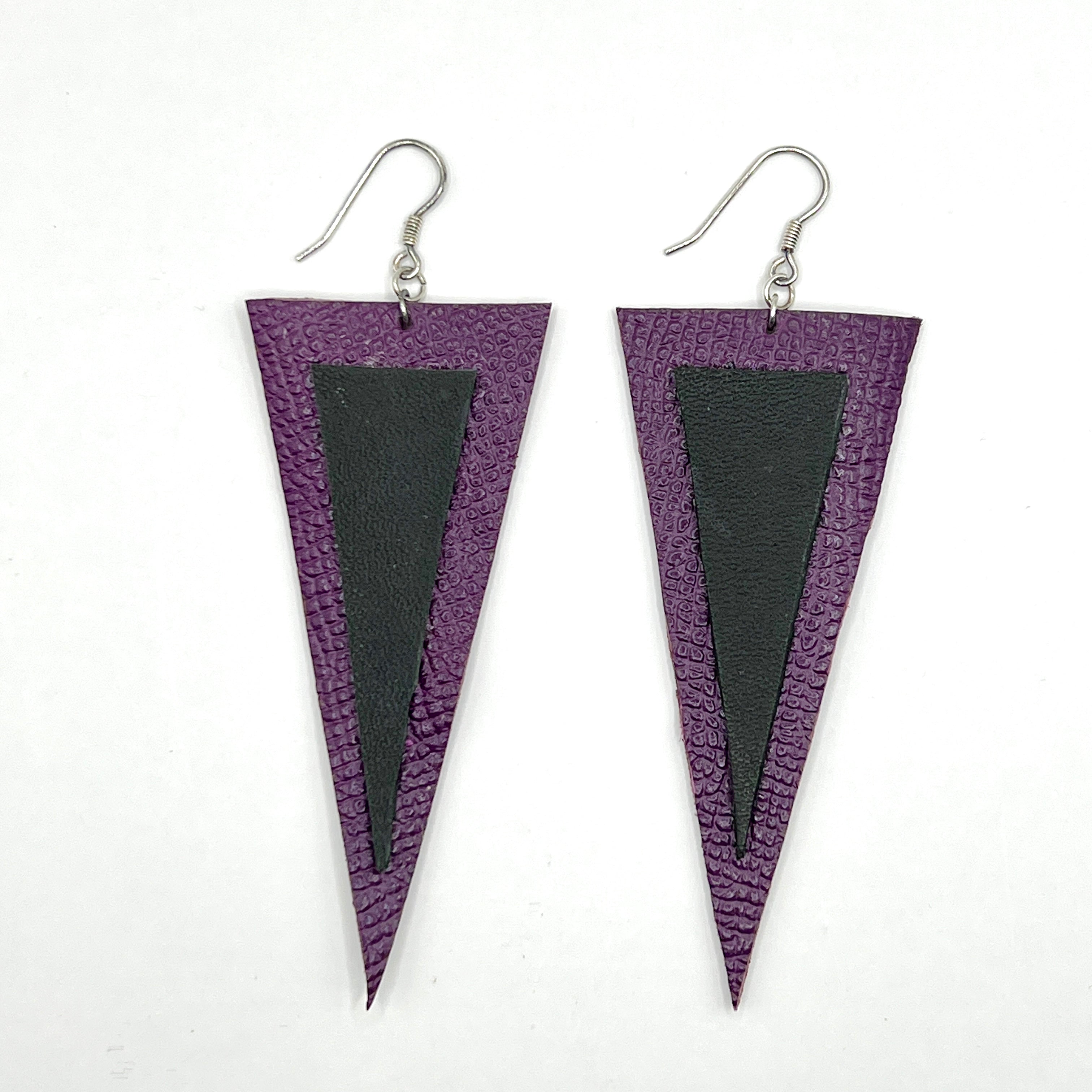 custom, personalised, handmade, handcrafted, leather, earrings, leather earrings, sterling silver, NZ, New Zealand