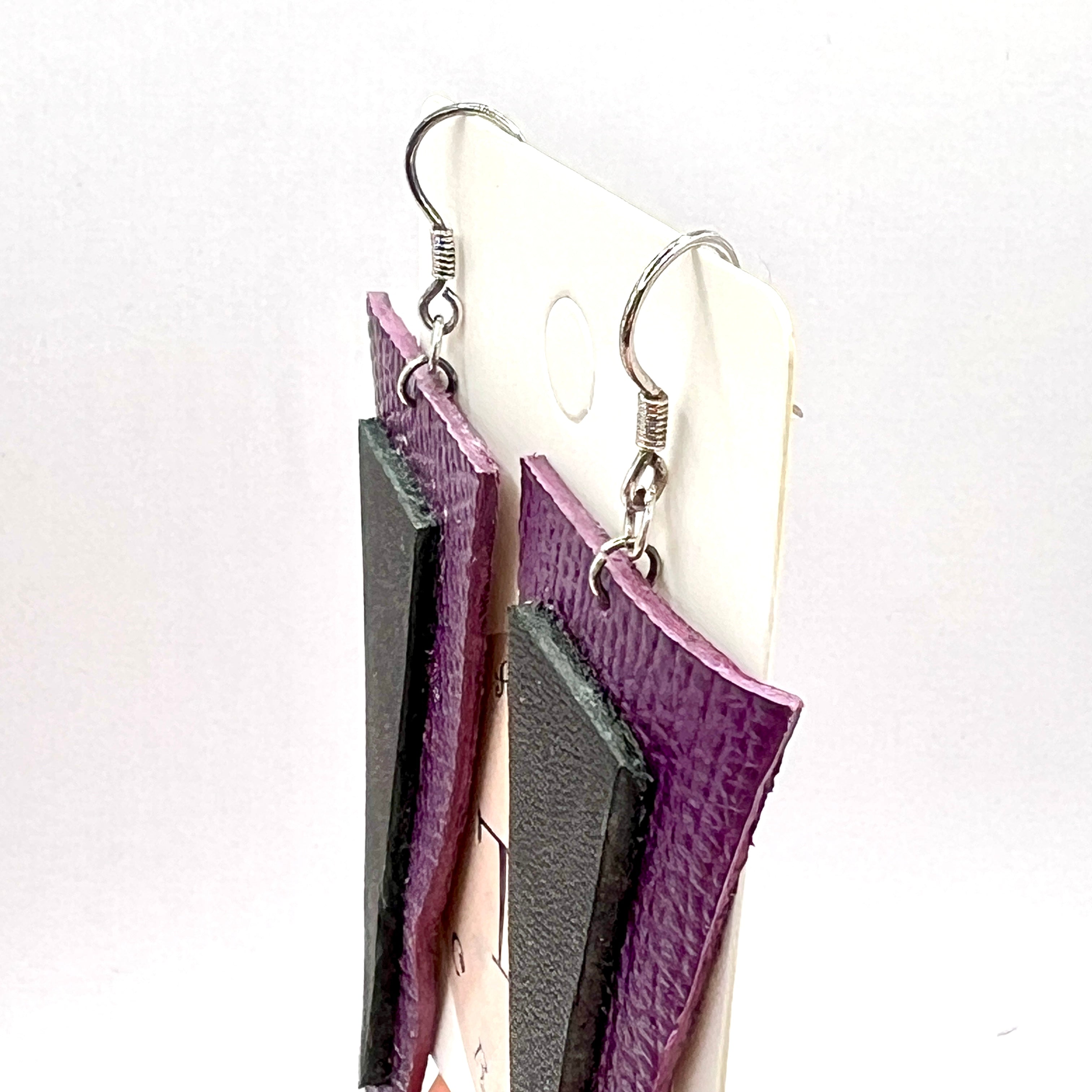 custom, personalised, handmade, handcrafted, leather, earrings, leather earrings, sterling silver, NZ, New Zealand