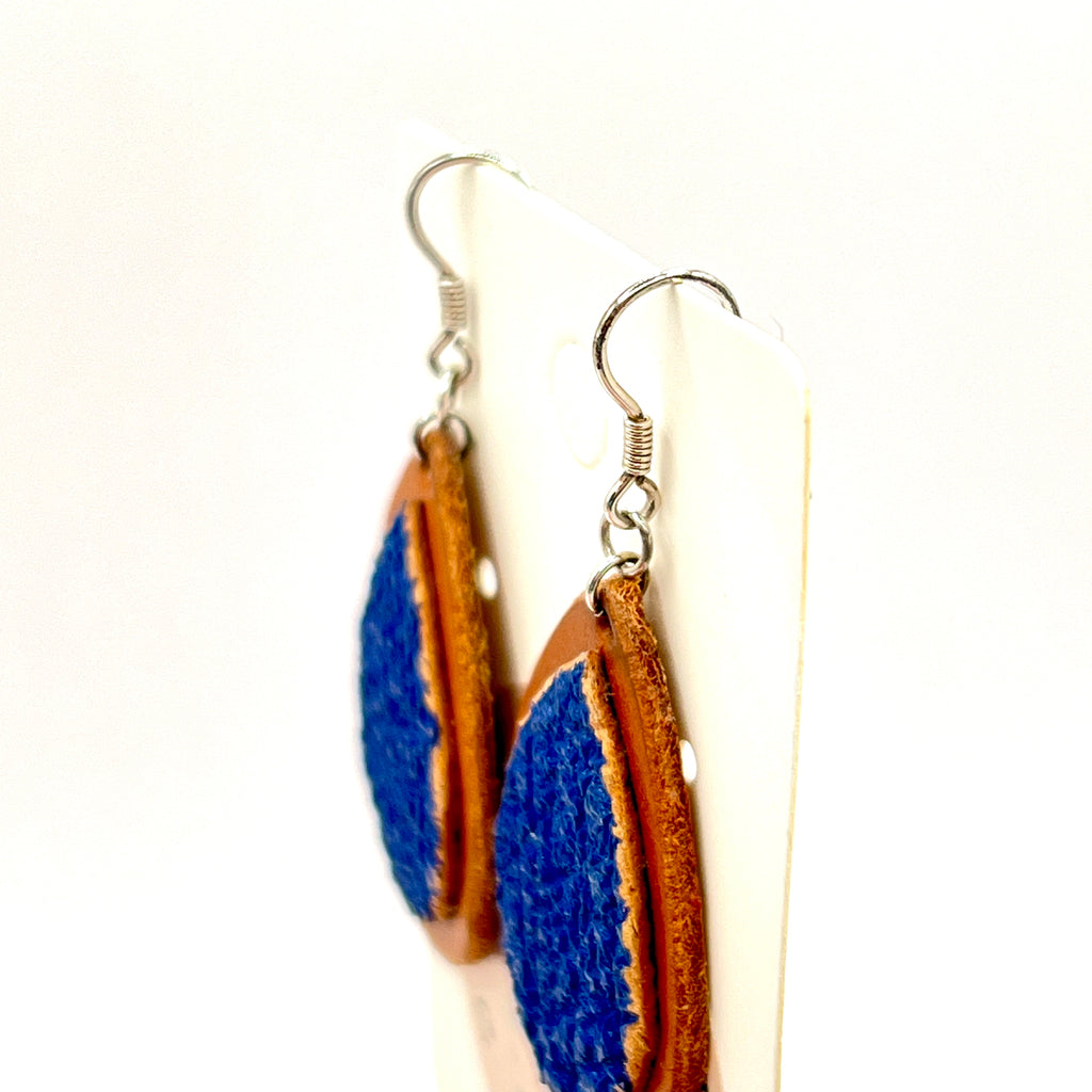 custom, personalised, handmade, handcrafted, leather, earrings, leather earrings, sterling silver, NZ, New Zealand