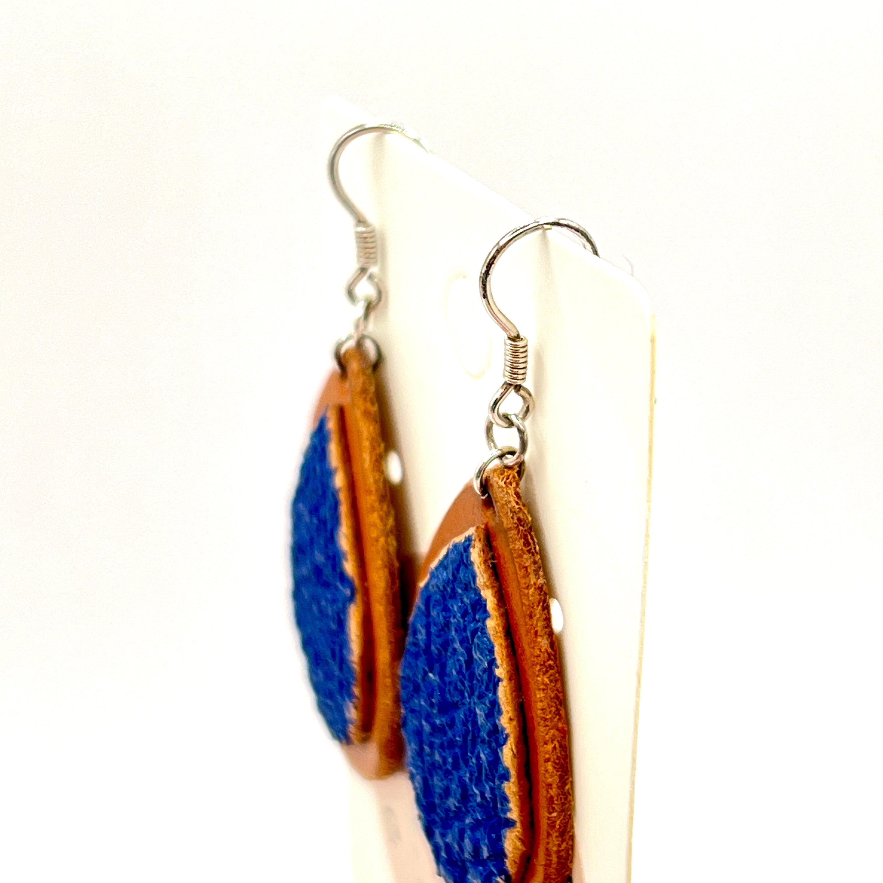 custom, personalised, handmade, handcrafted, leather, earrings, leather earrings, sterling silver, NZ, New Zealand