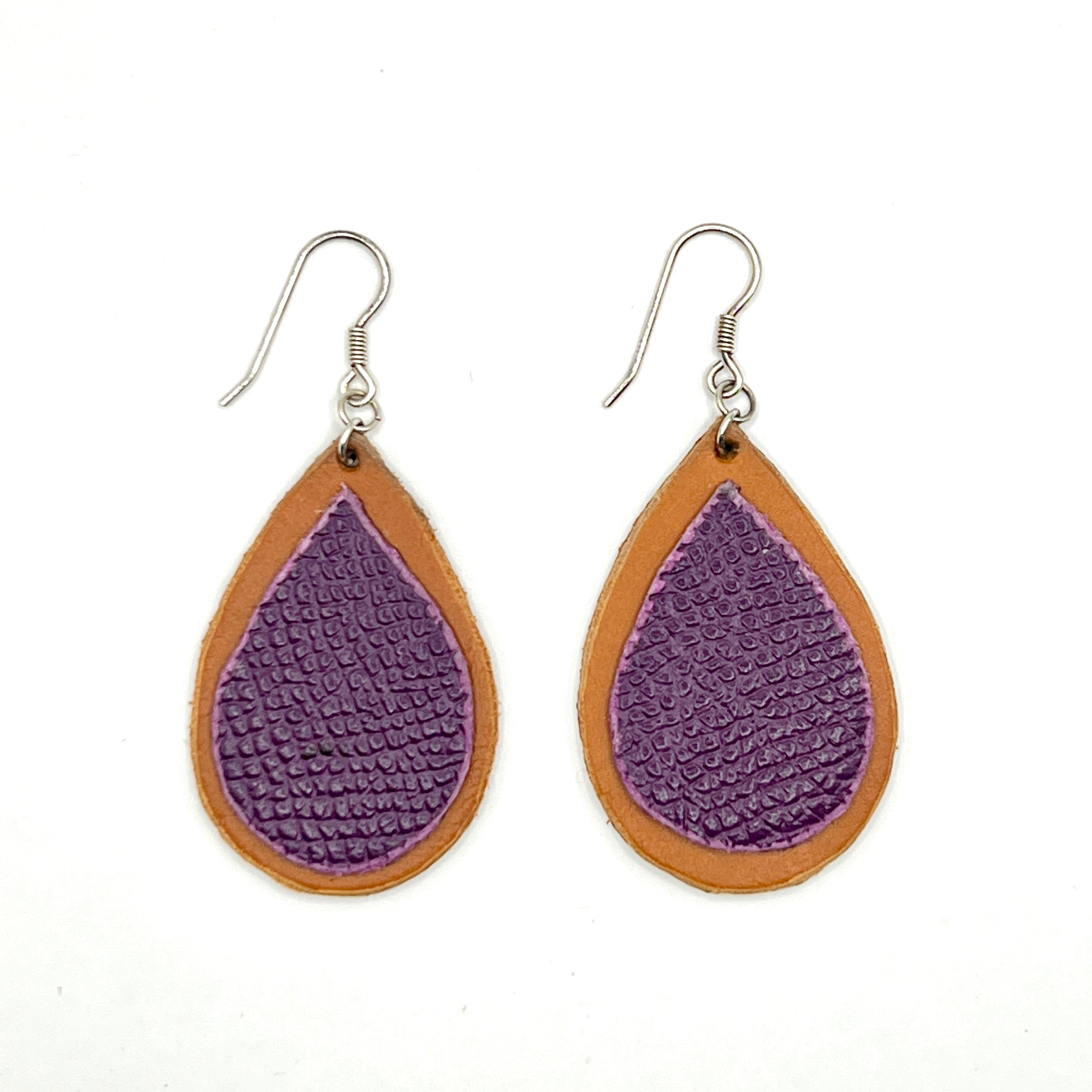 custom, personalised, handmade, handcrafted, leather, earrings, leather earrings, sterling silver, NZ, New Zealand