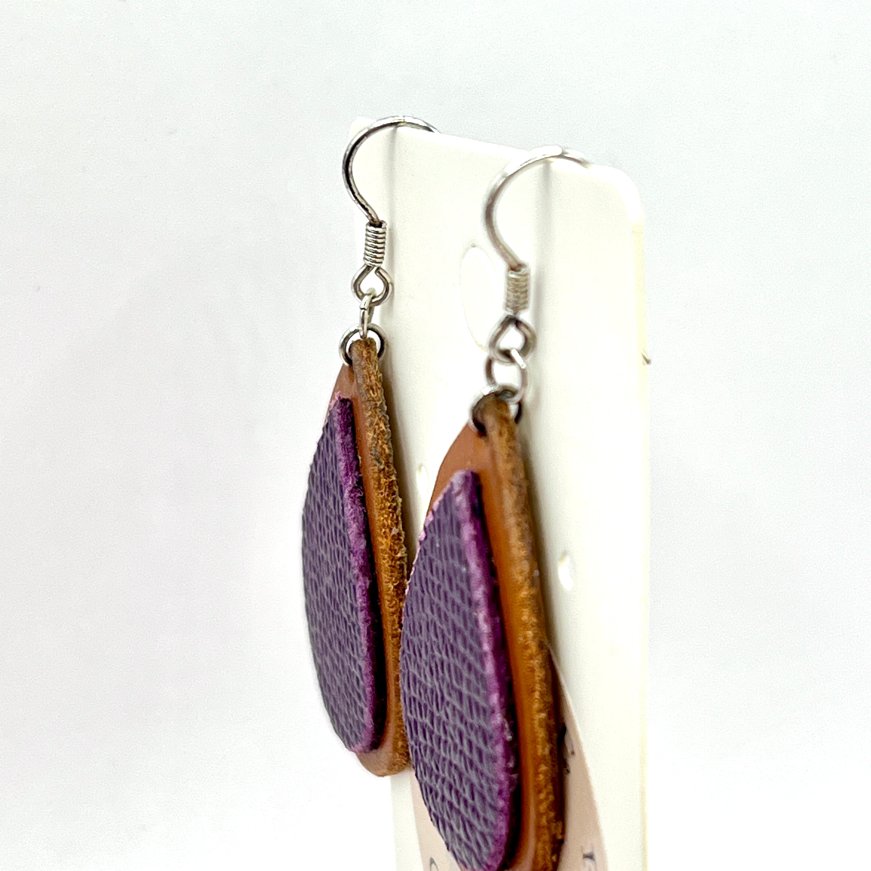 custom, personalised, handmade, handcrafted, leather, earrings, leather earrings, sterling silver, NZ, New Zealand
