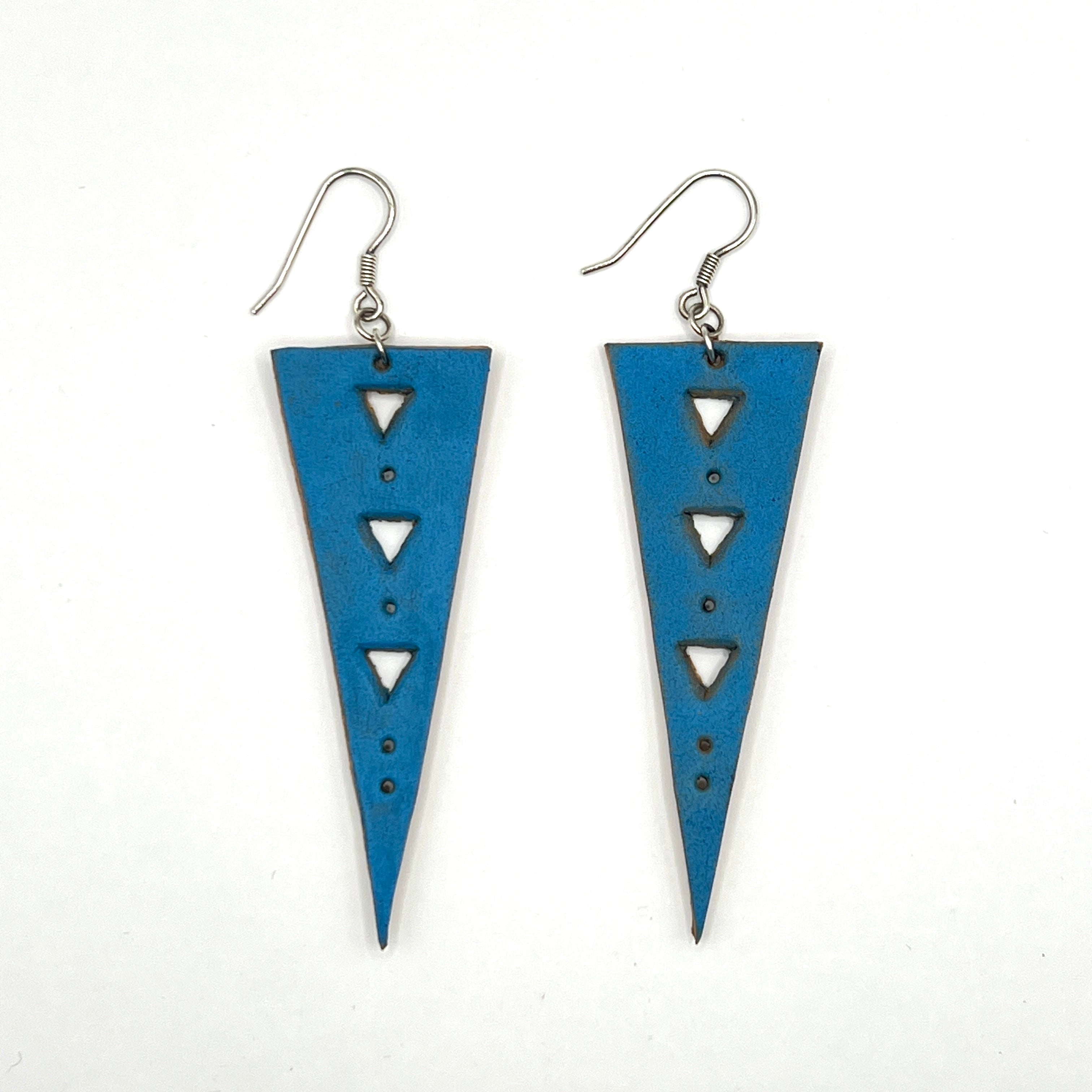 custom, personalised, handmade, handcrafted, leather, earrings, leather earrings, sterling silver, NZ, New Zealand