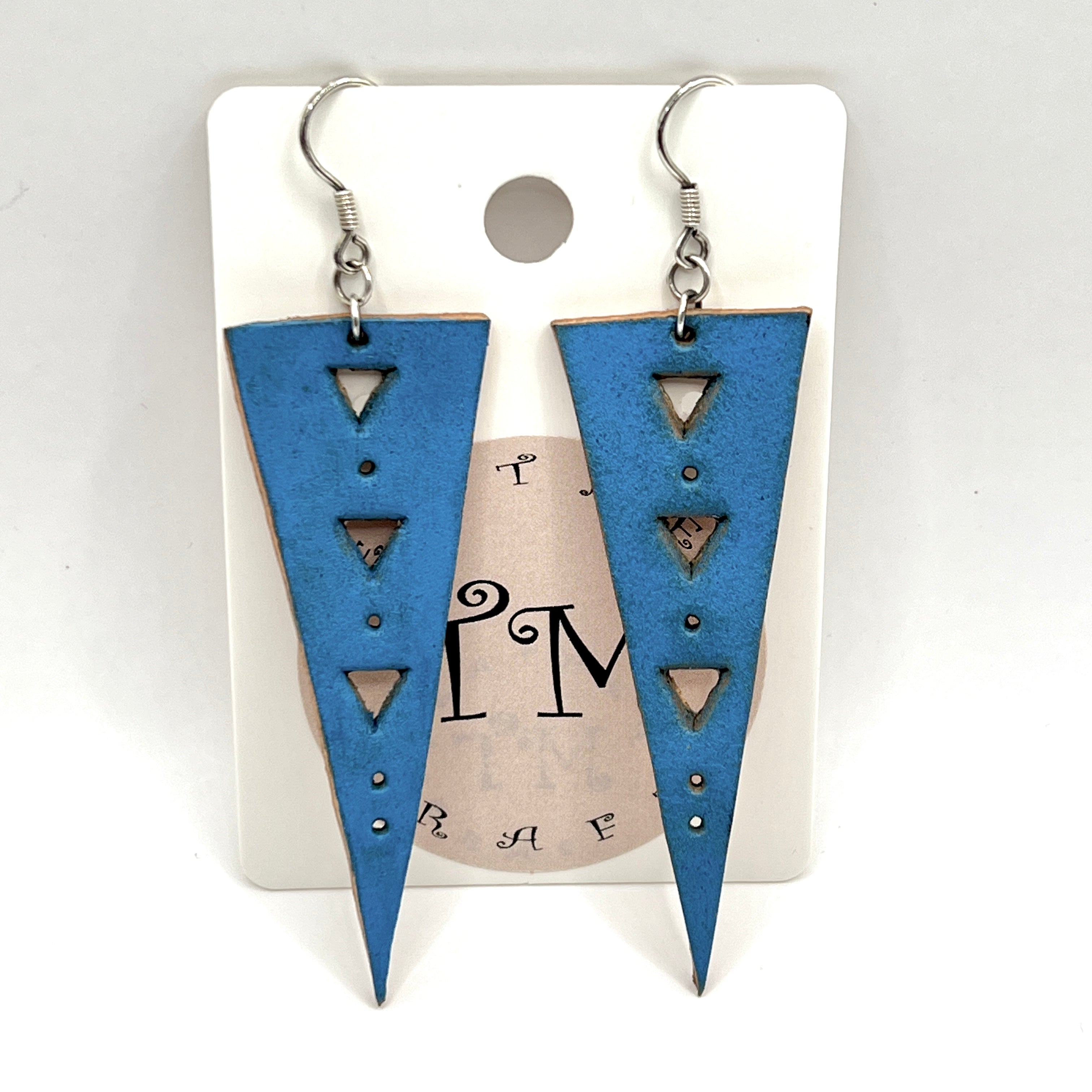 custom, personalised, handmade, handcrafted, leather, earrings, leather earrings, sterling silver, NZ, New Zealand