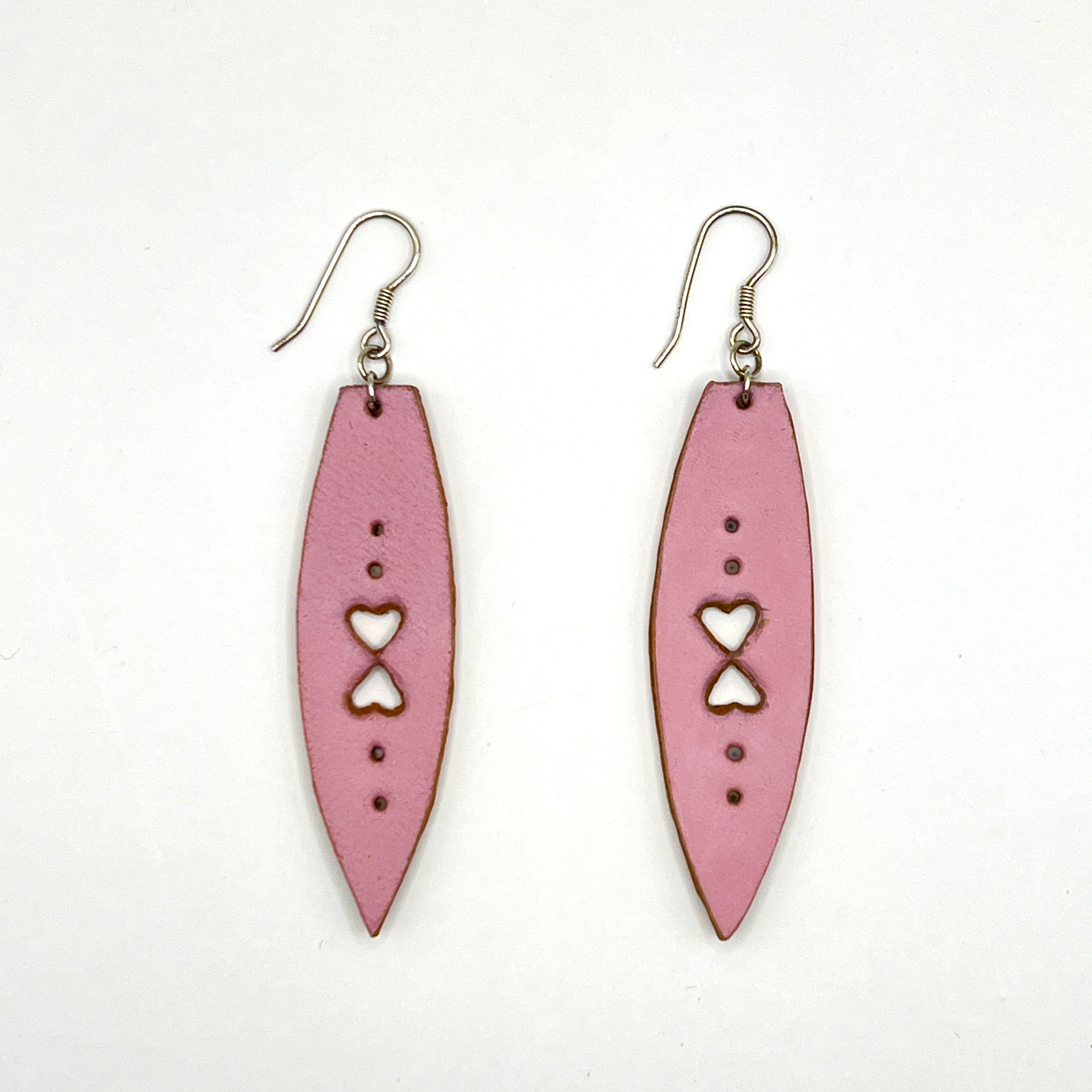 custom, personalised, handmade, handcrafted, leather, earrings, leather earrings, sterling silver, NZ, New Zealand