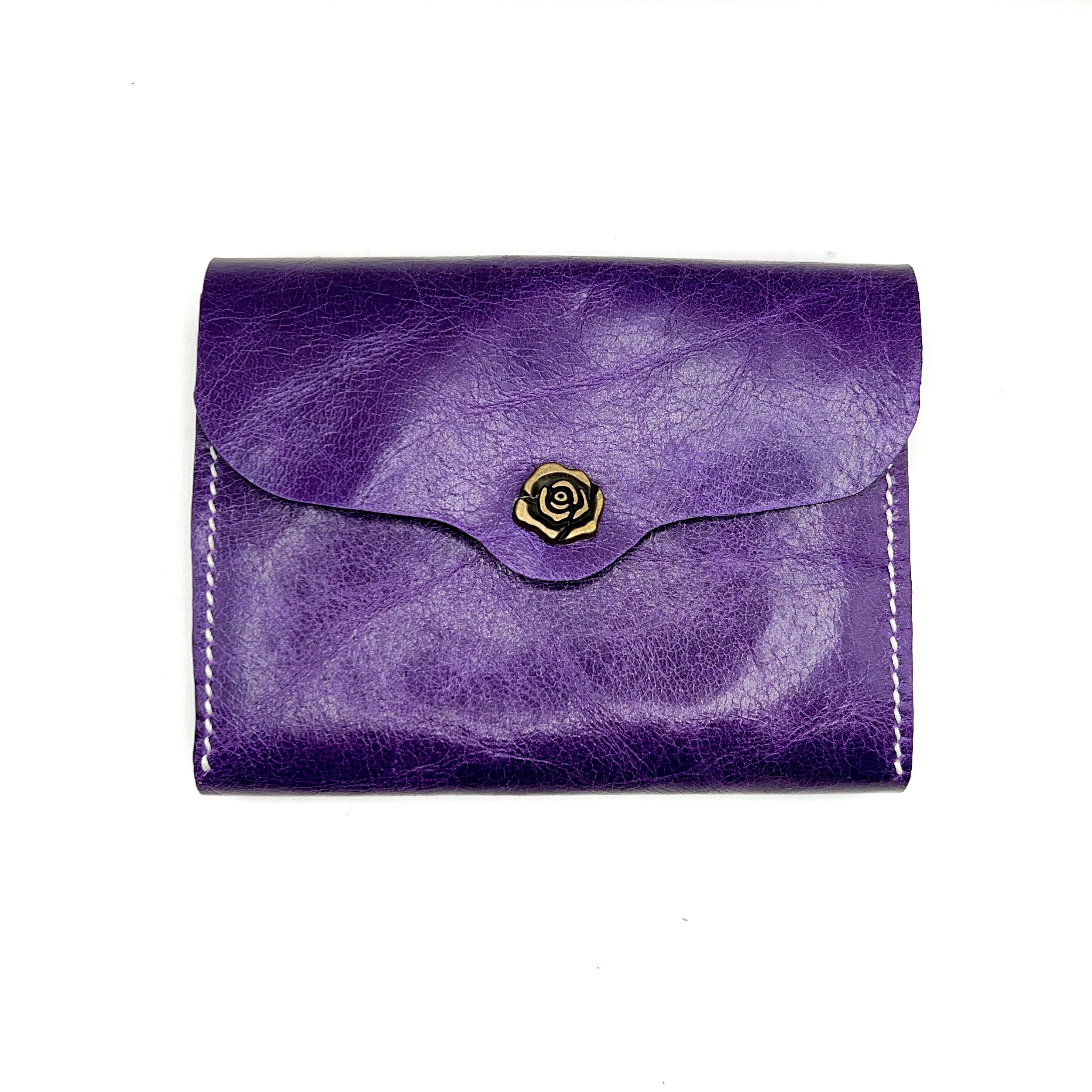 Minimalist Simple Genuine Leather Wallet / Purse (Purple)