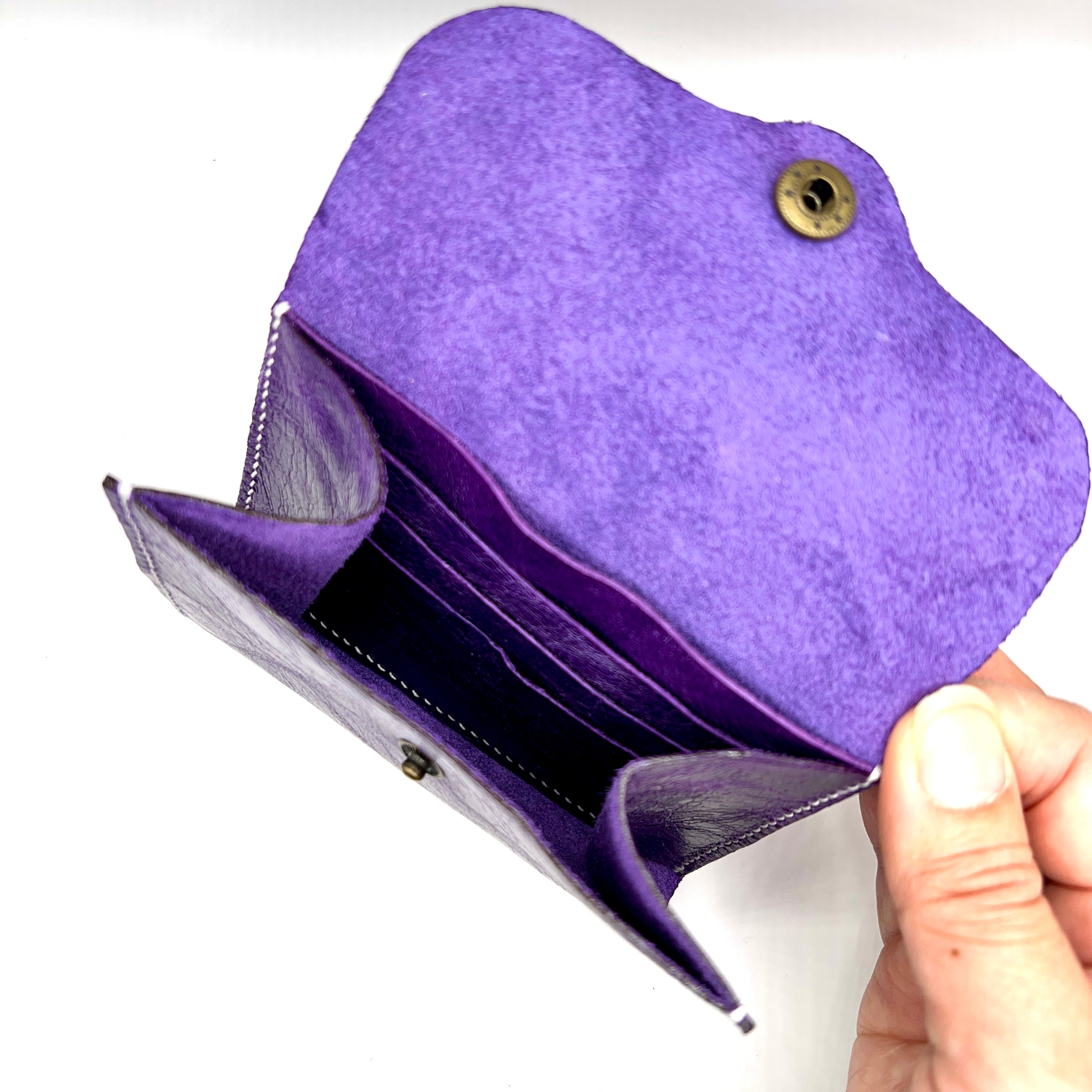 Minimalist Simple Genuine Leather Wallet / Purse (Purple)