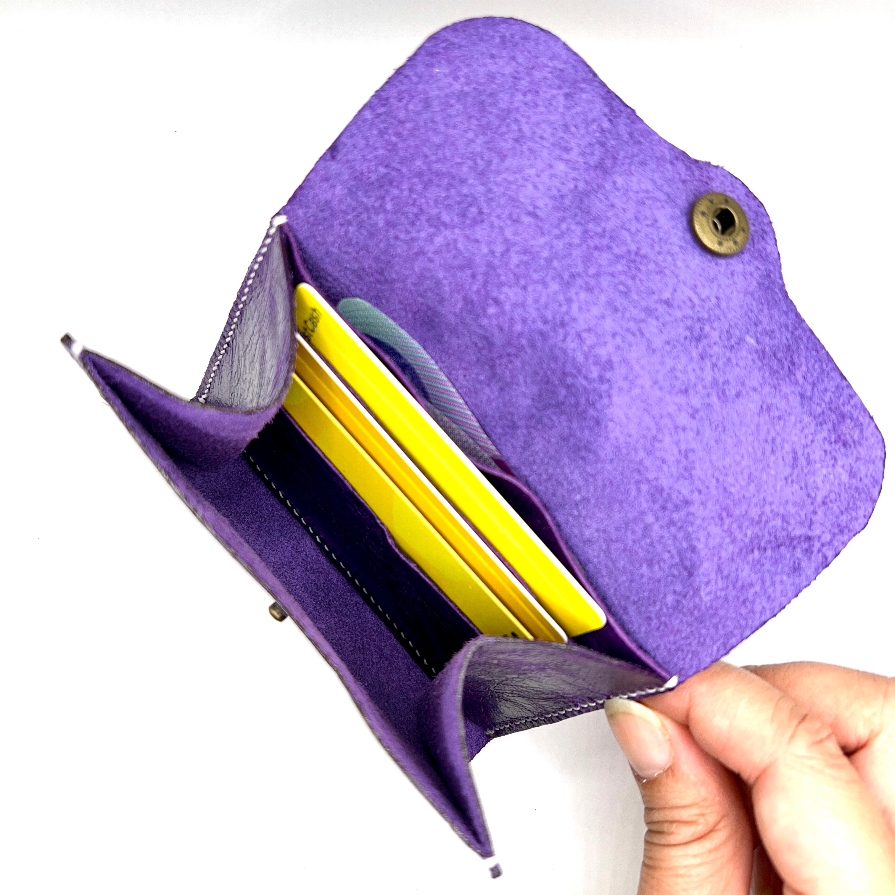 Minimalist Simple Genuine Leather Wallet / Purse (Purple)