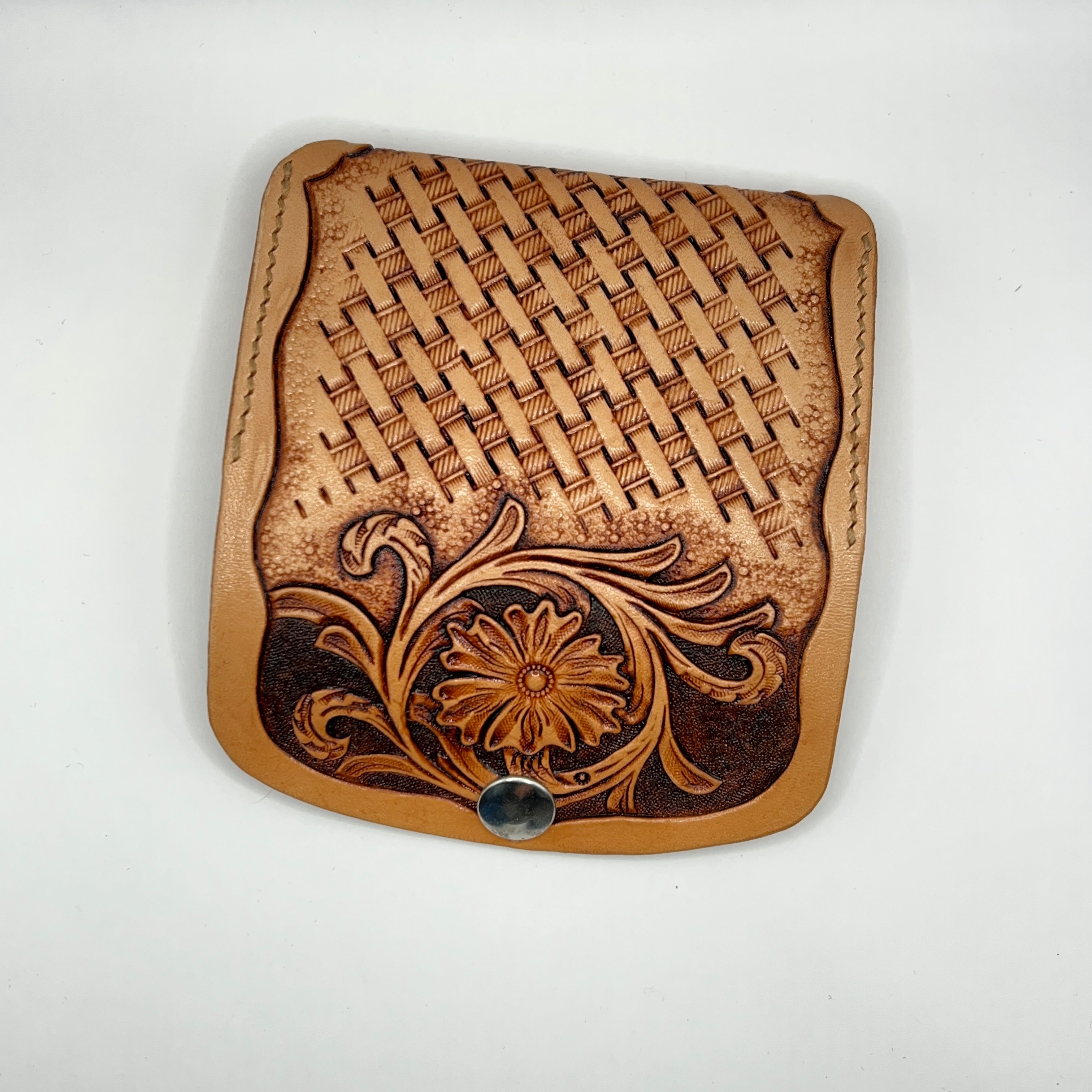 Carved Genuine Leather Coin Pouch / Card Holder