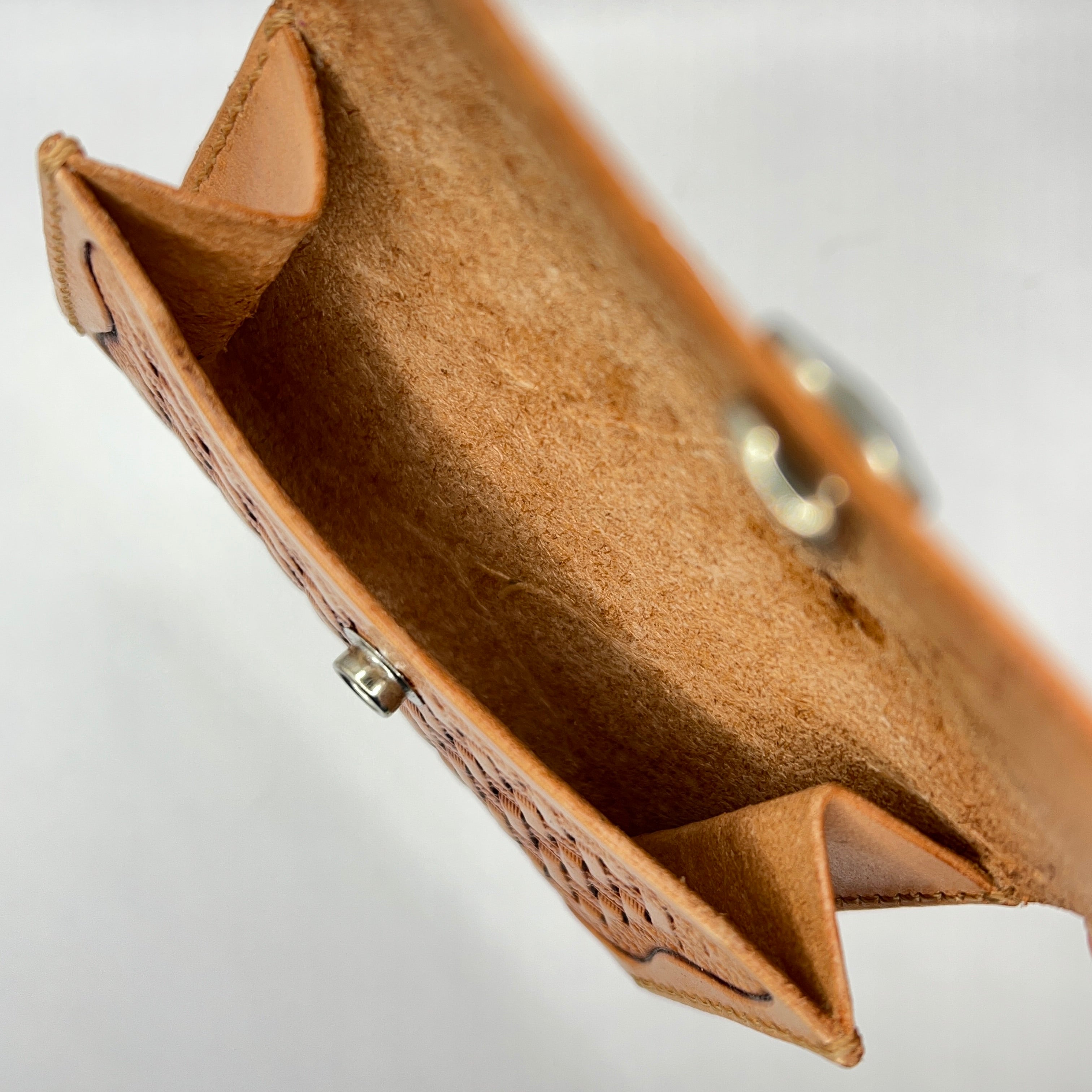 Carved Genuine Leather Coin Pouch / Card Holder