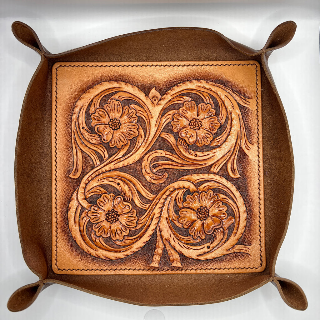 Carved Genuine Leather Tray