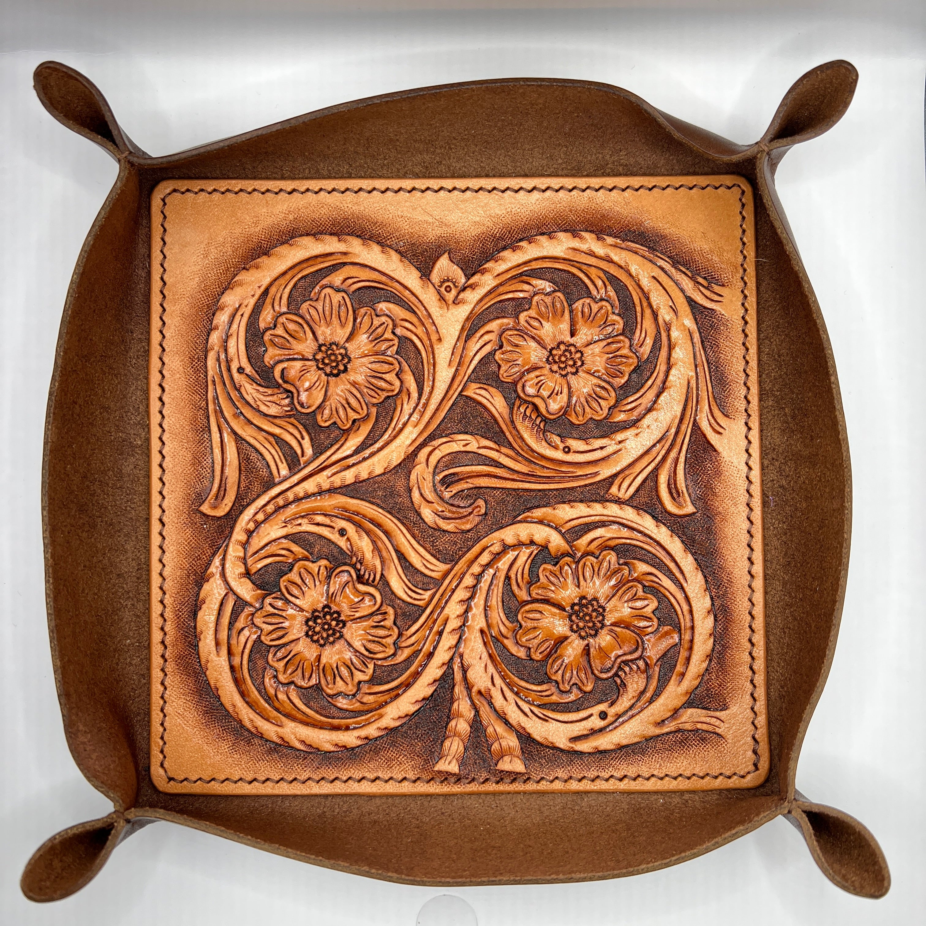 Carved Genuine Leather Tray