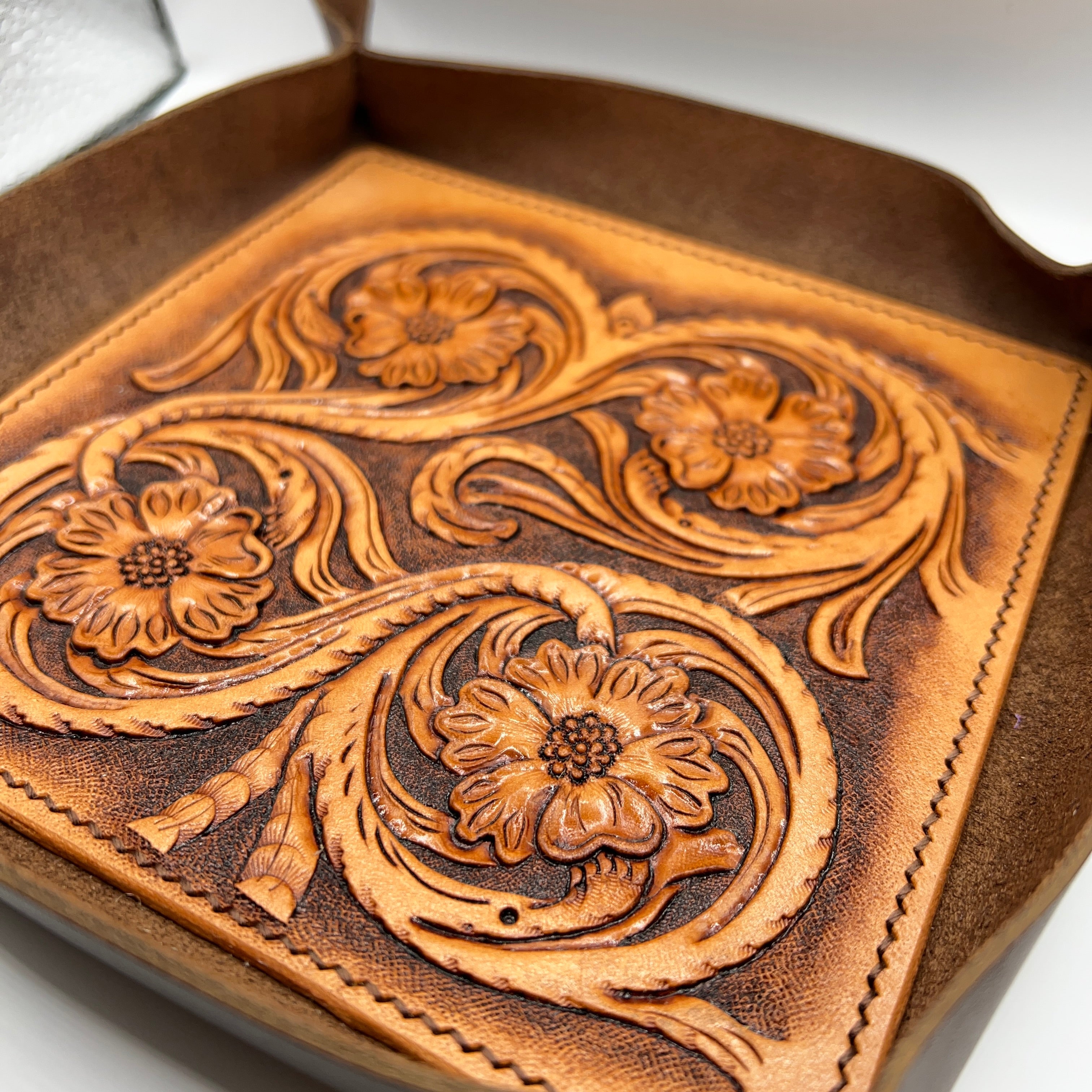 Carved Genuine Leather Tray