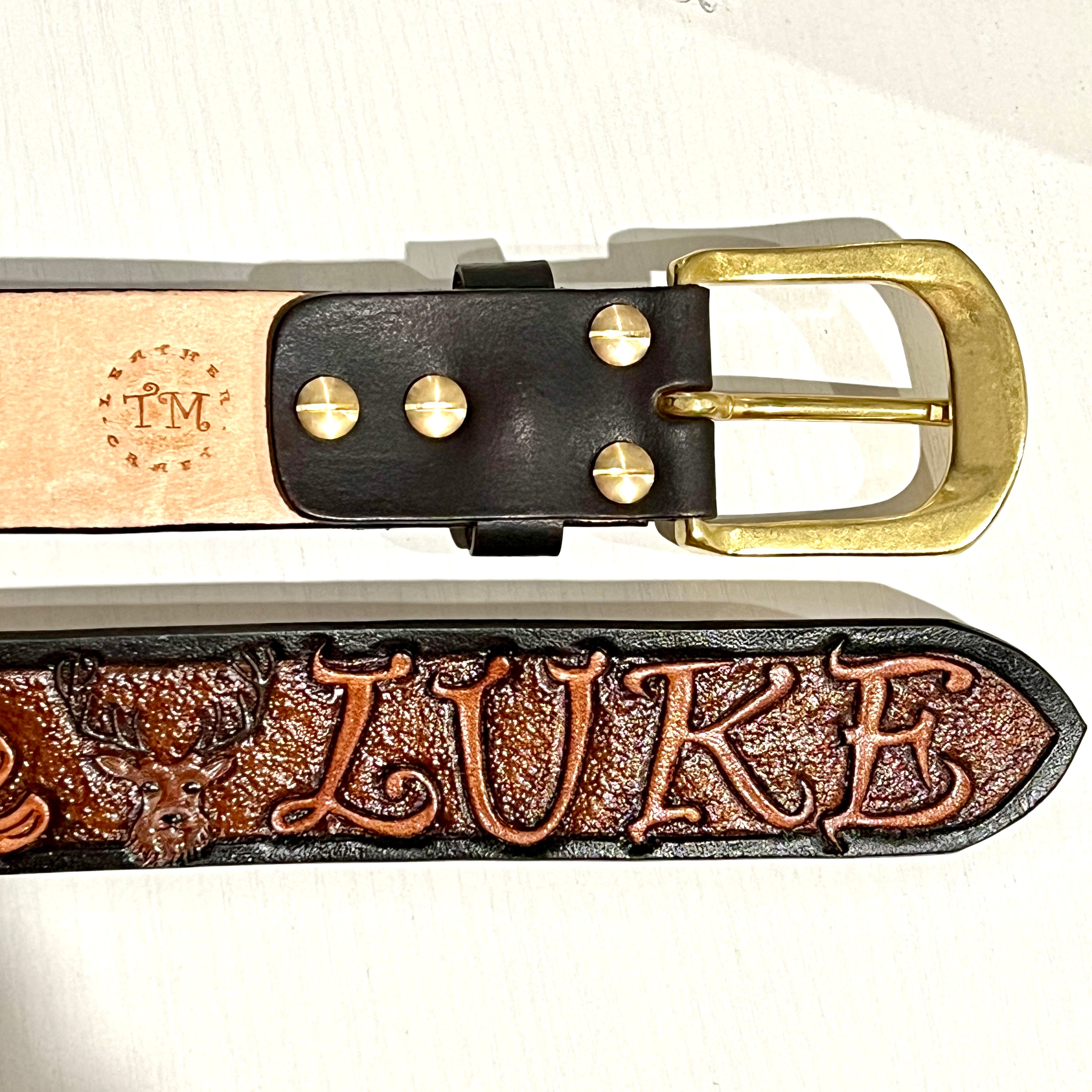 Carved Name Genuine Leather Belt 06