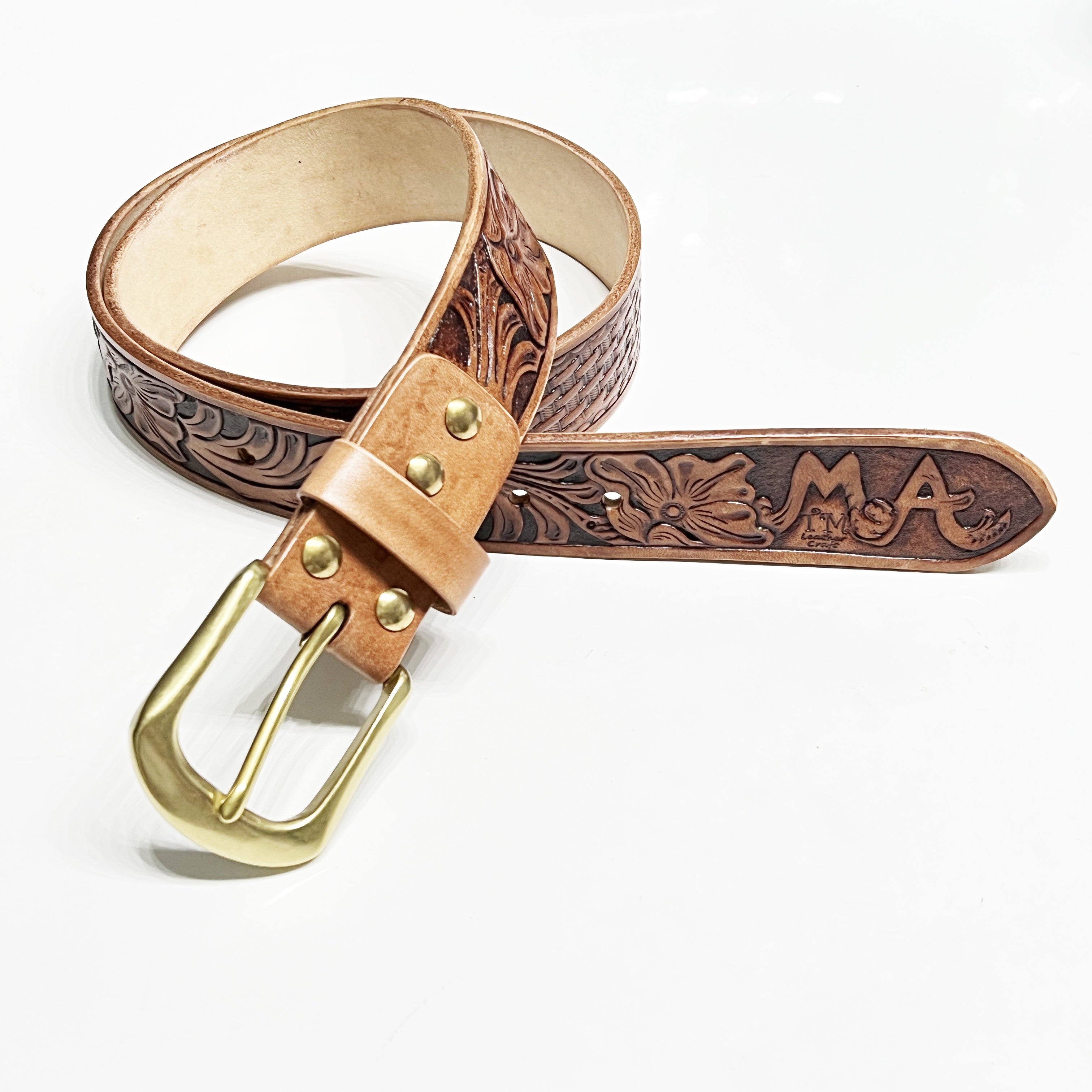 Carved Name Genuine Leather Belt 05