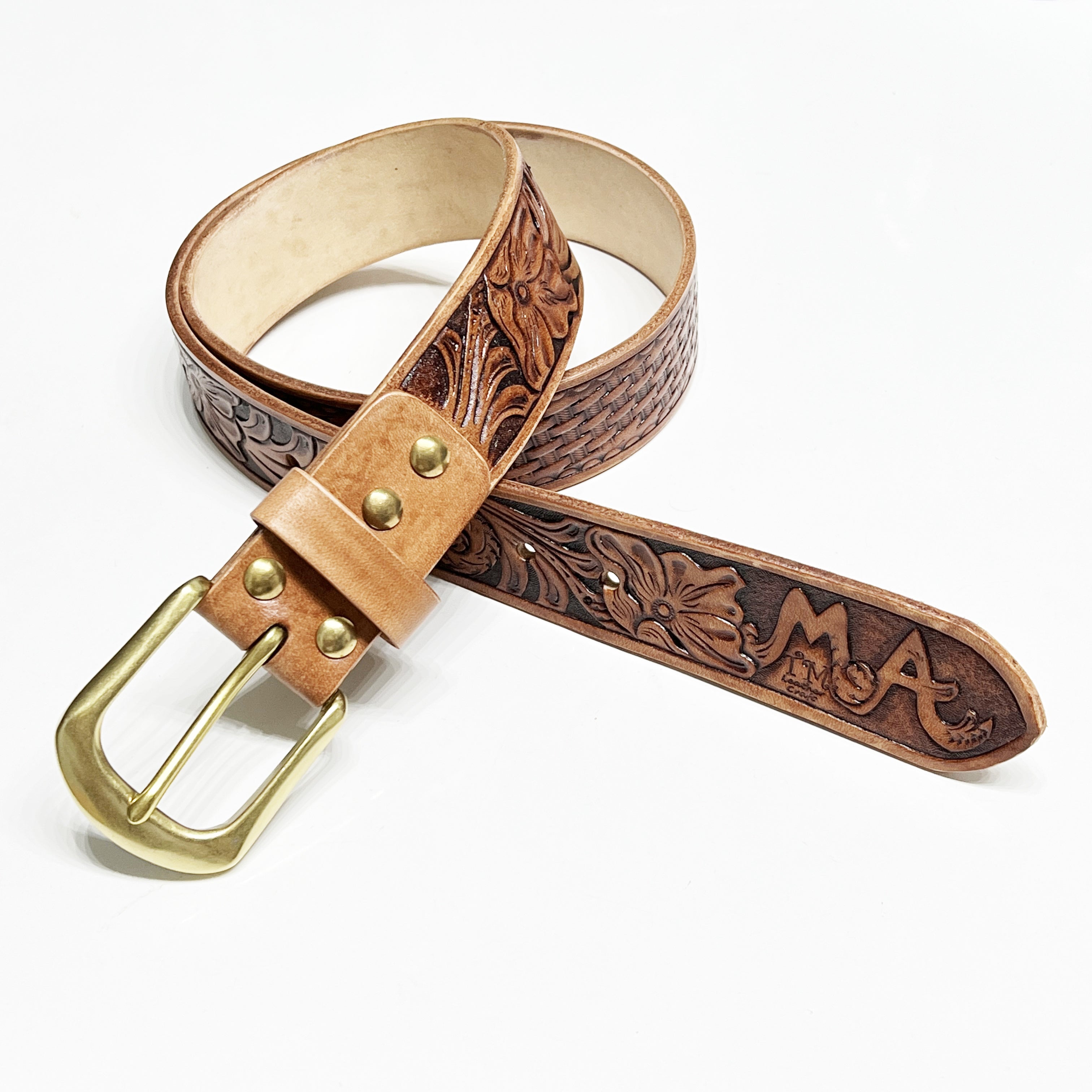 Carved Name Genuine Leather Belt 05
