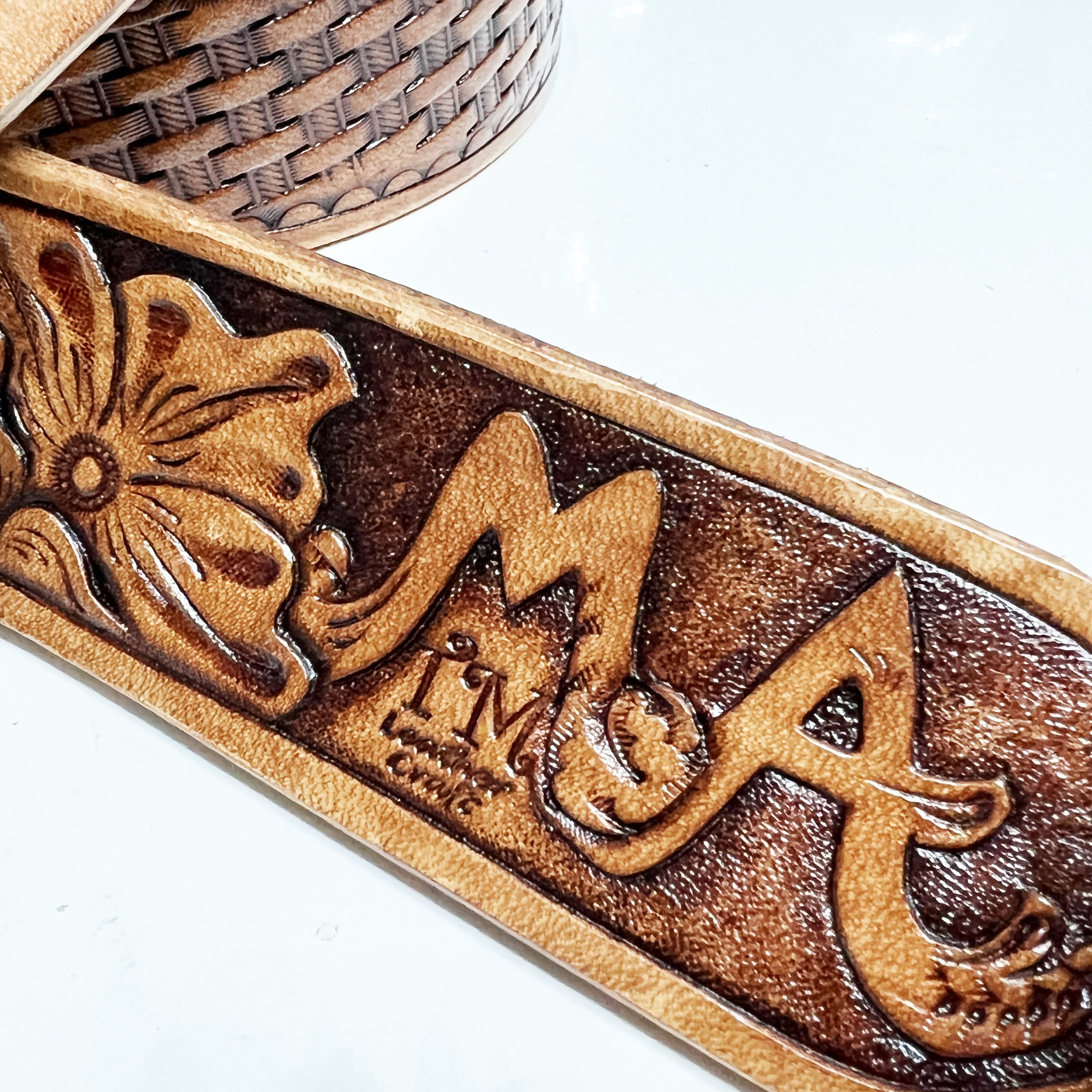 Carved Name Genuine Leather Belt 05