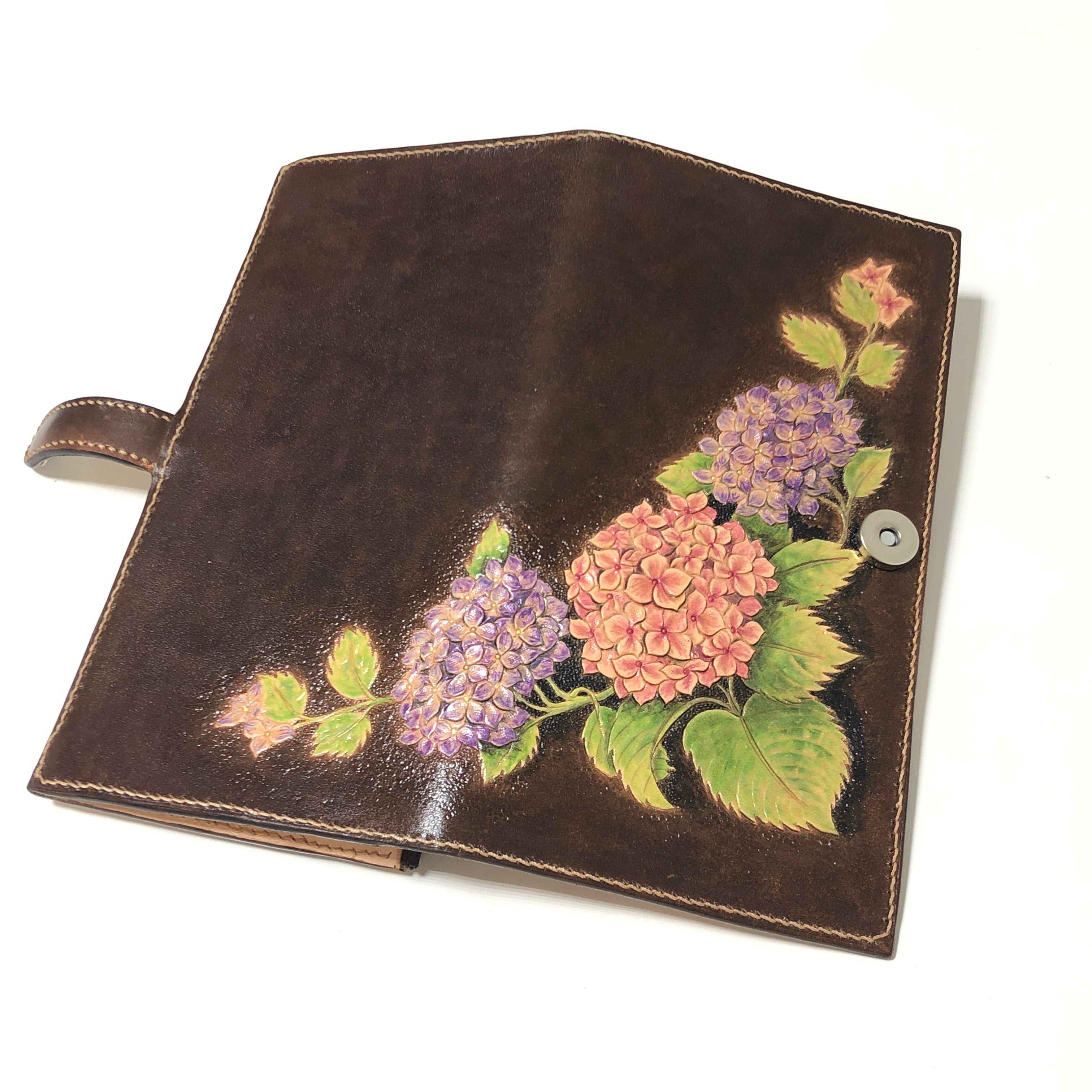 Carved Genuine Leather Long Wallet / Purse