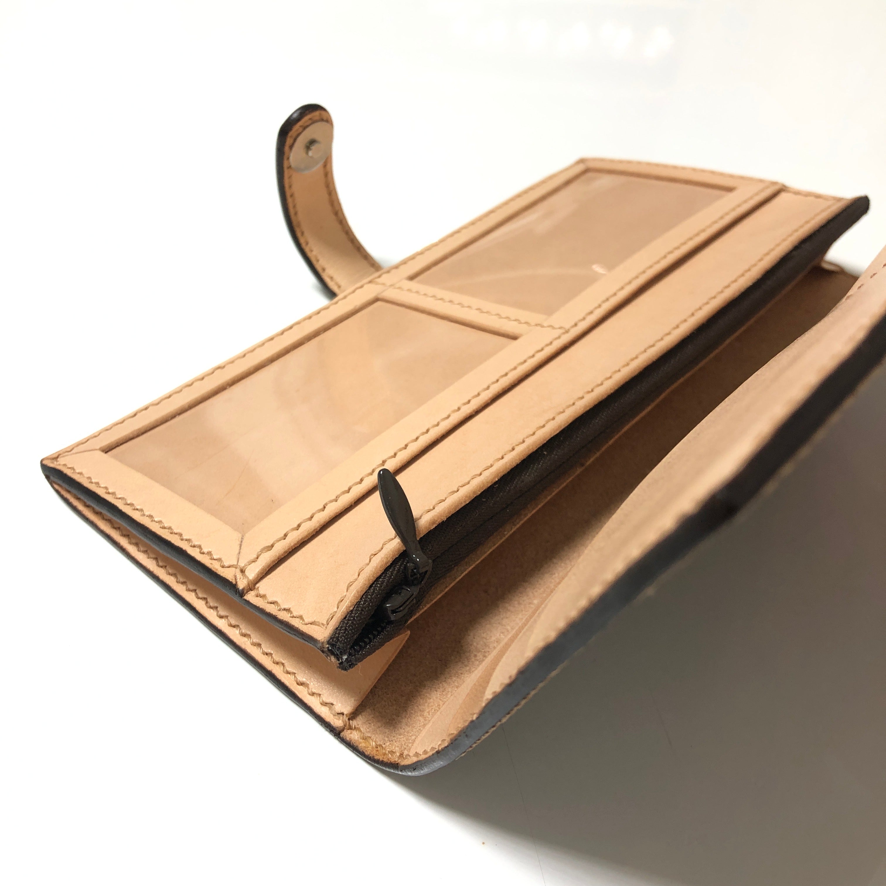 Carved Genuine Leather Long Wallet / Purse