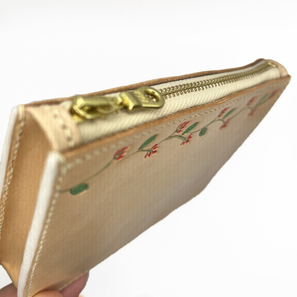 Carved Name Genuine Leather Zip Pouch