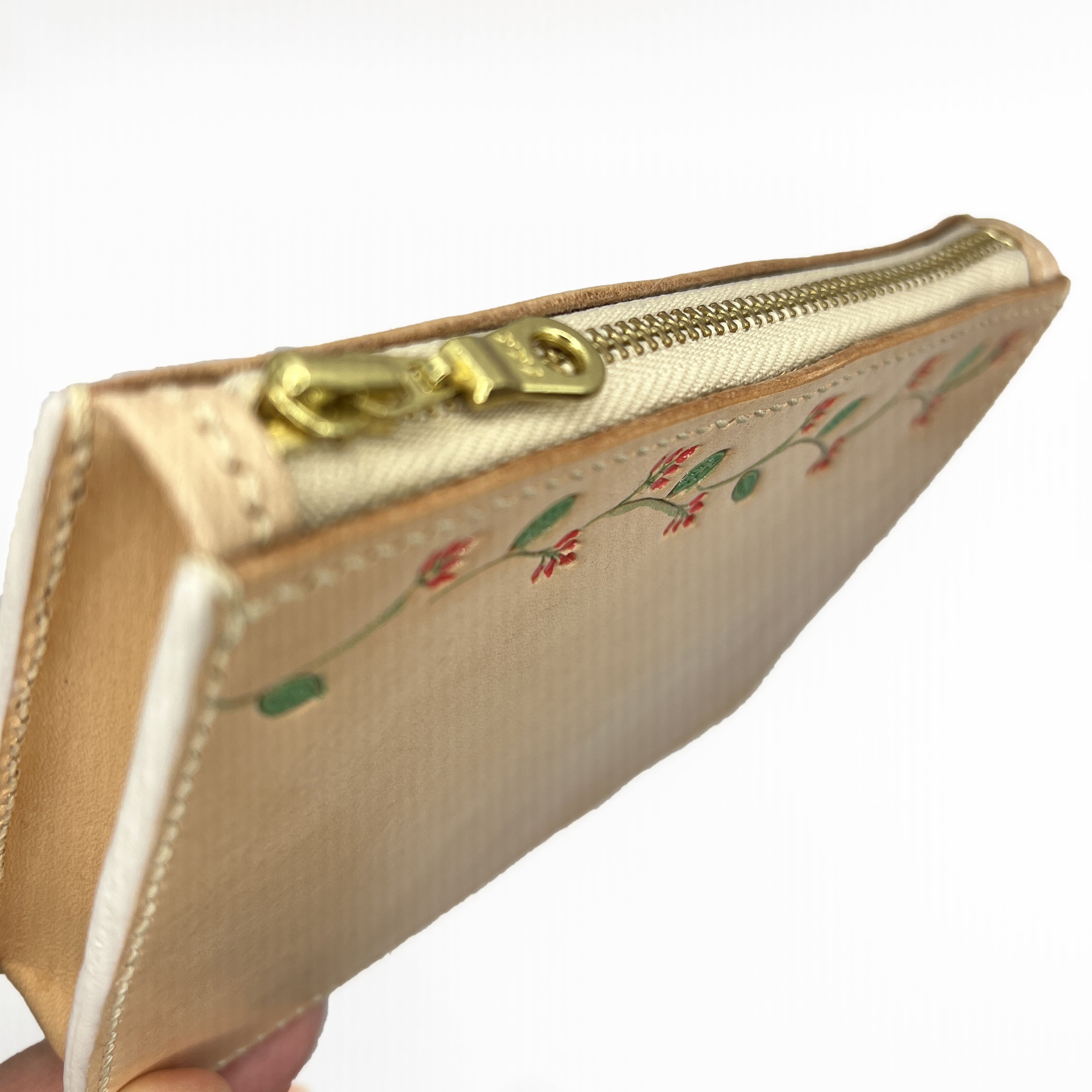 Carved Name Genuine Leather Zip Pouch
