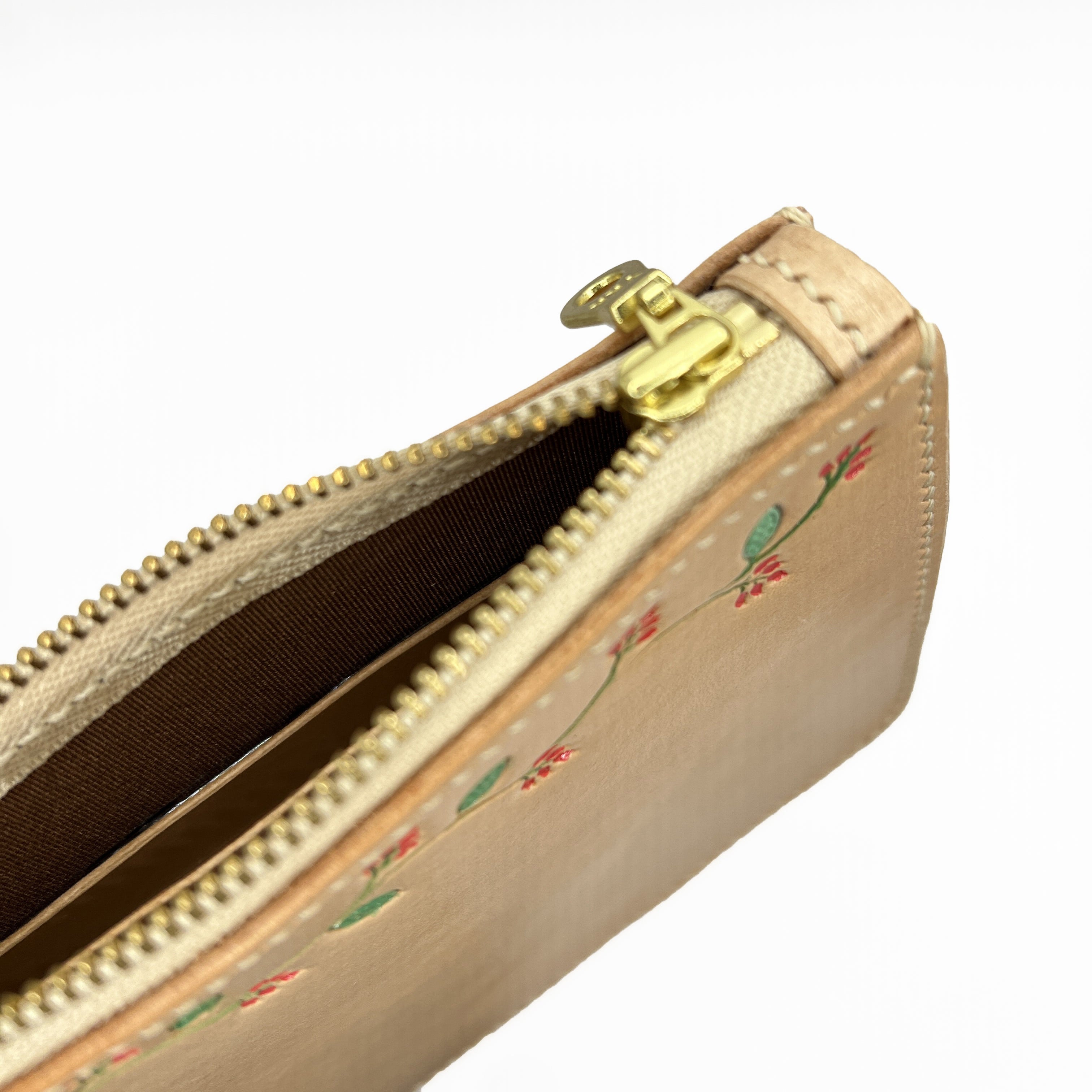 Carved Name Genuine Leather Zip Pouch
