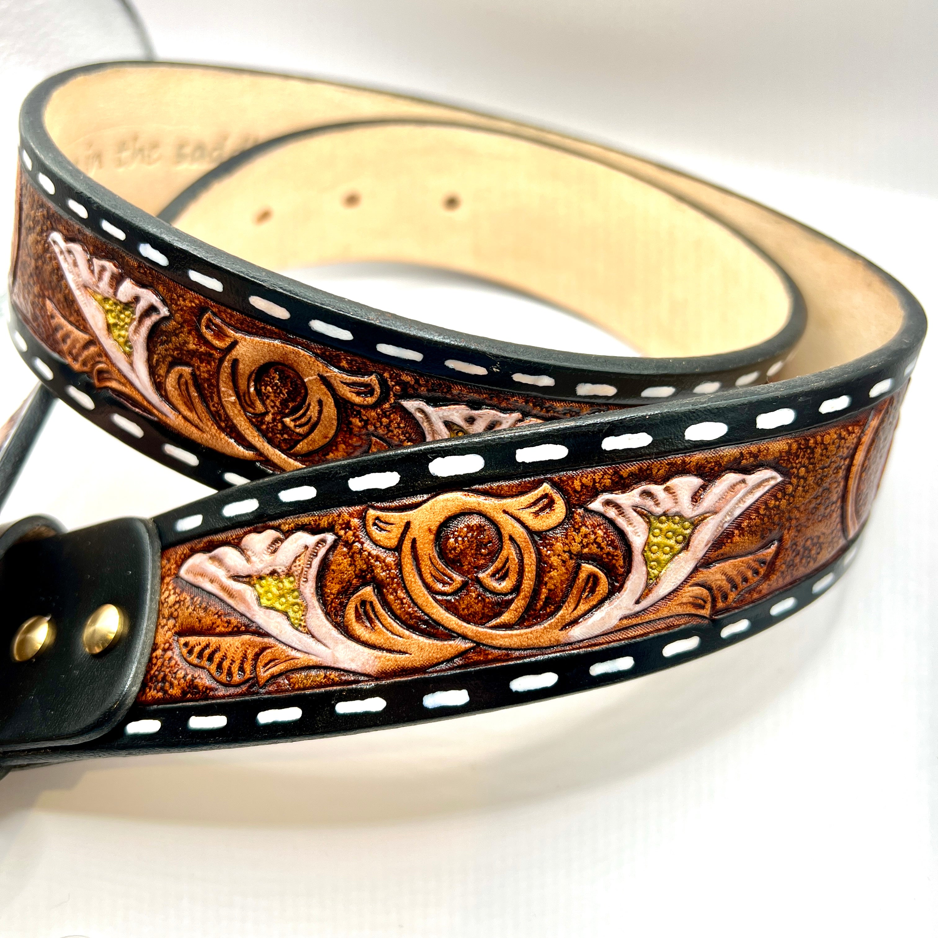 Carved Name Genuine Leather Belt 04