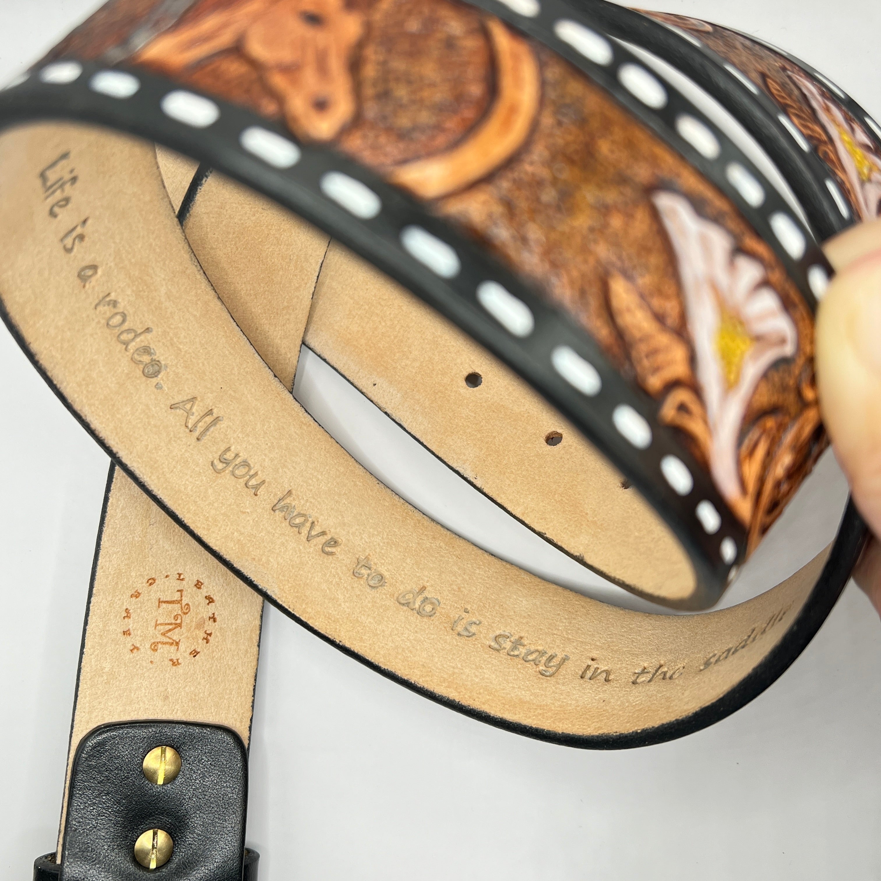 Carved Name Genuine Leather Belt 04
