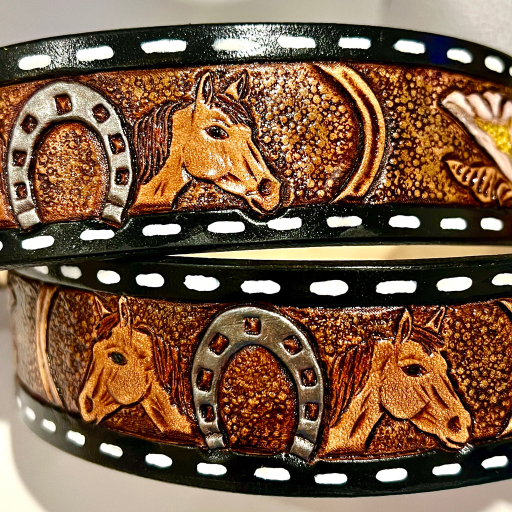 Carved Name Genuine Leather Belt 04