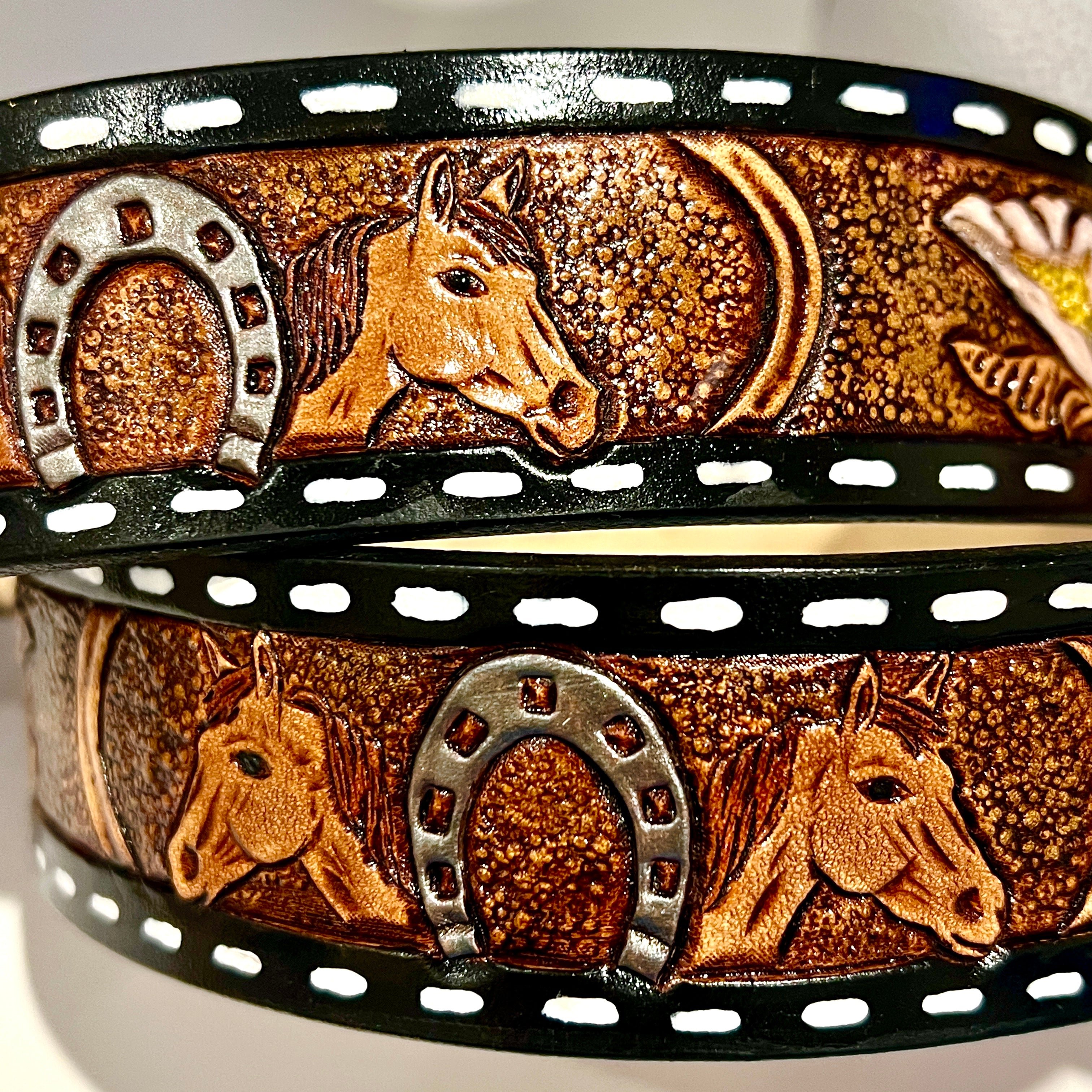 Carved Name Genuine Leather Belt 04